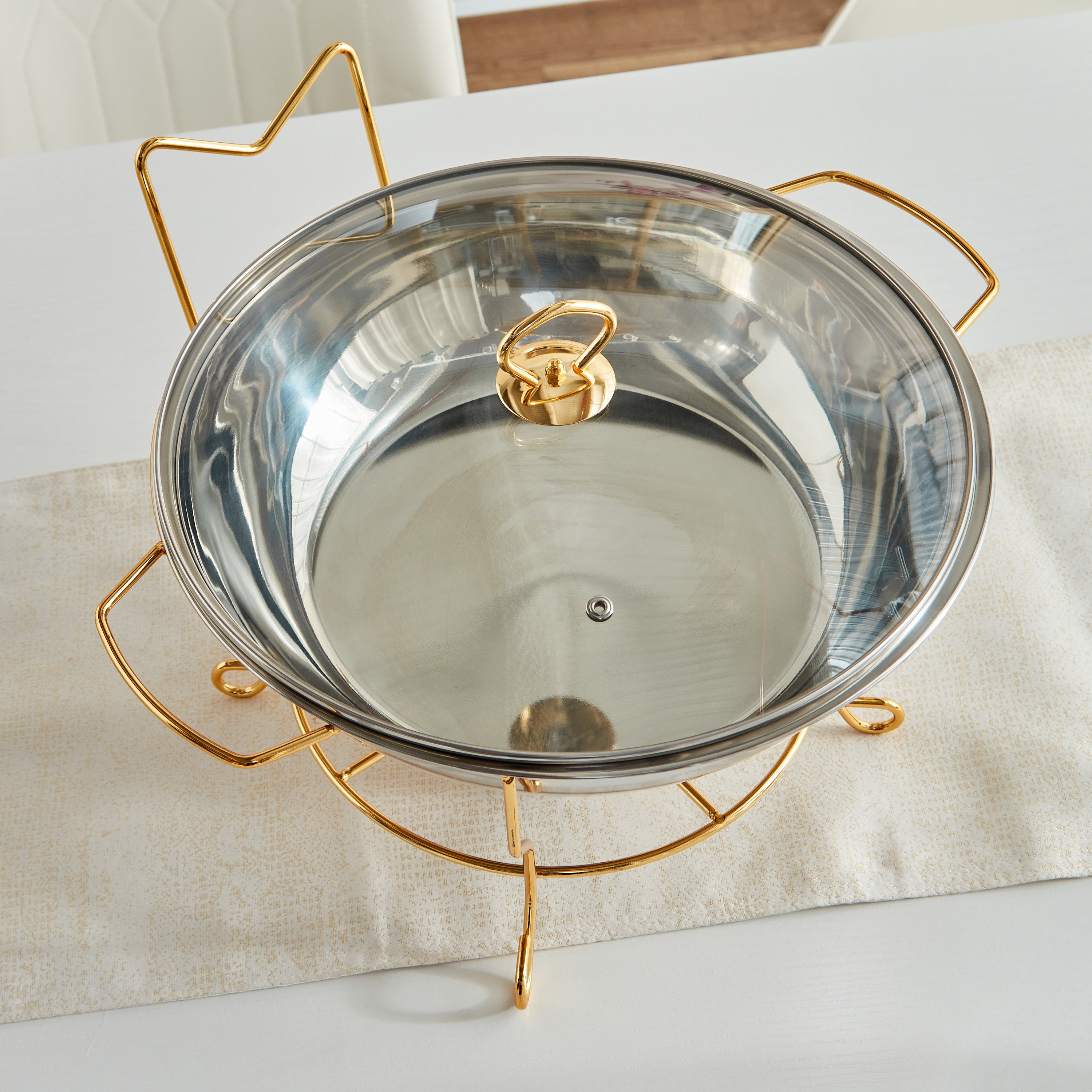 Wellshine Steel Chafing Dish with Lid - 6 L-hbxdecorandfurnishings-tabletop-serveware-image-3