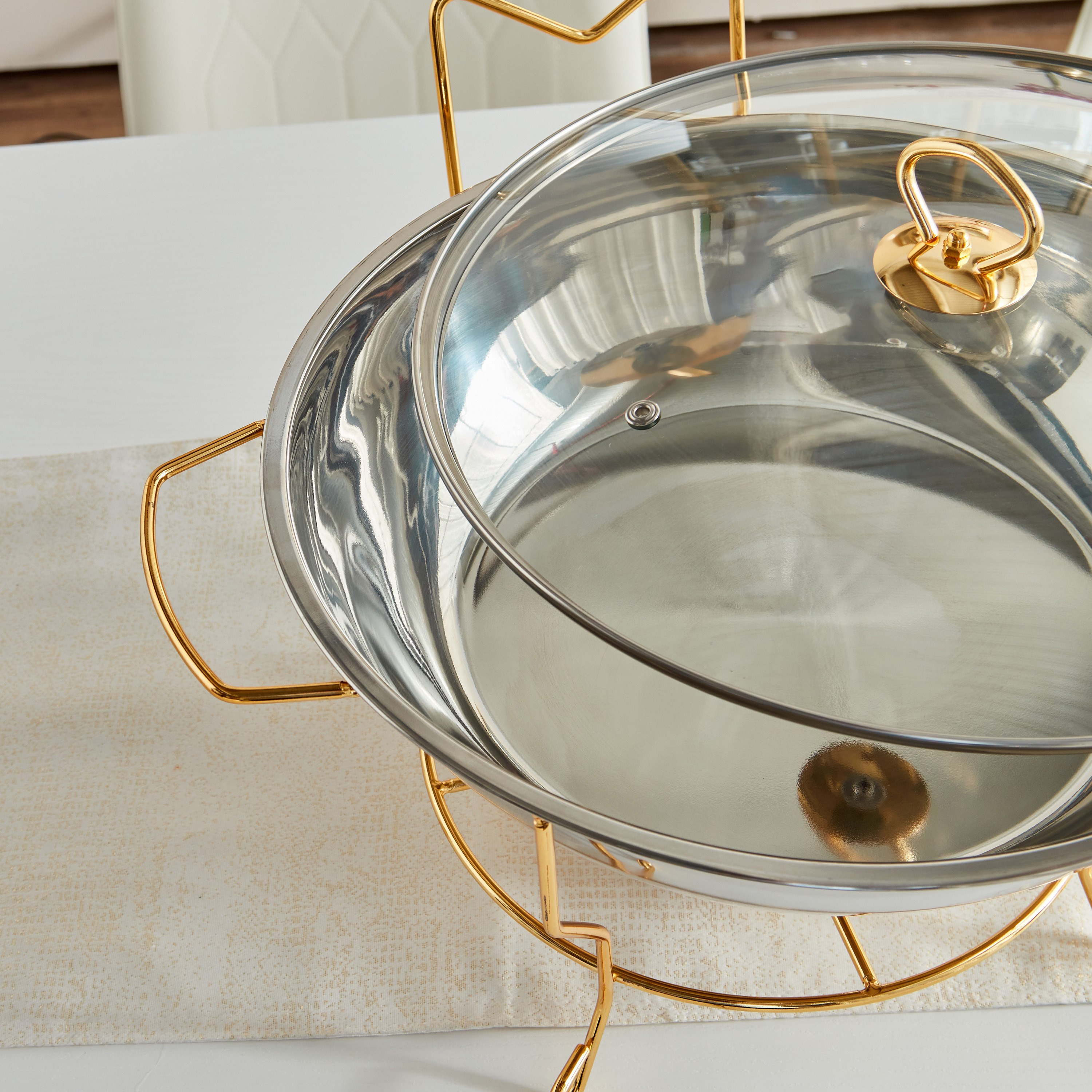 Wellshine Steel Chafing Dish with Lid - 6 L-hbxdecorandfurnishings-tabletop-serveware-image-7