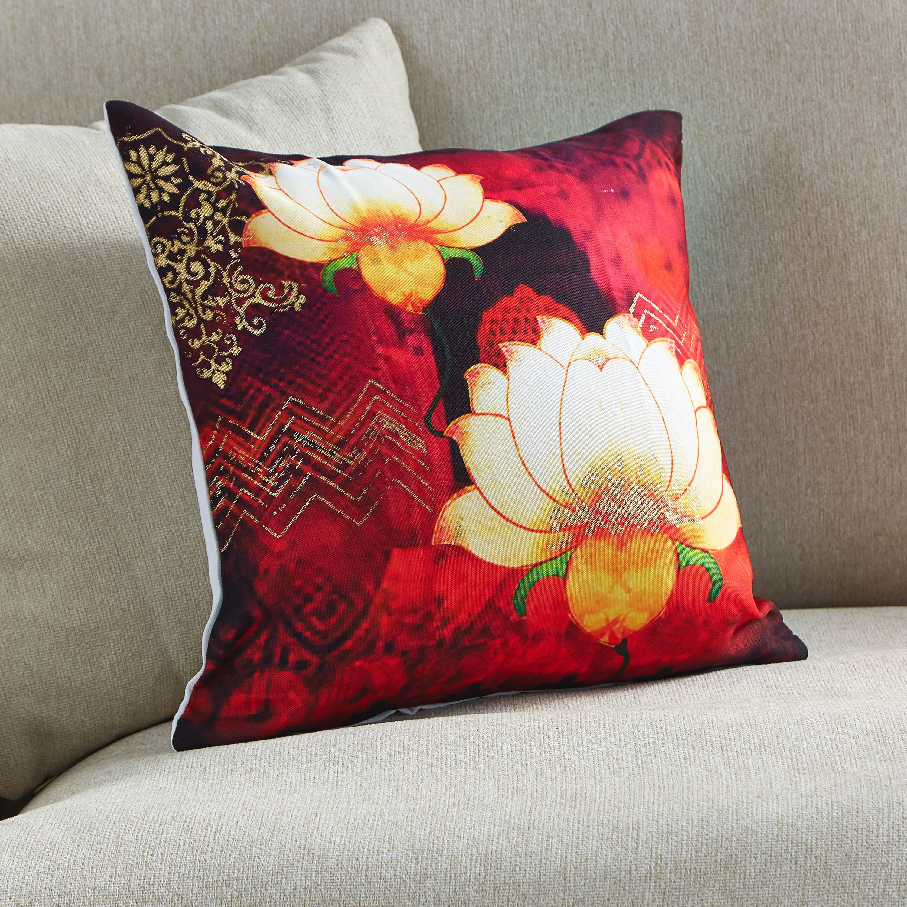 Lotus Digital Print Cushion Cover - 40x40 cm-hbxhomeware-cushionsandcovers-cushioncovers-image-1