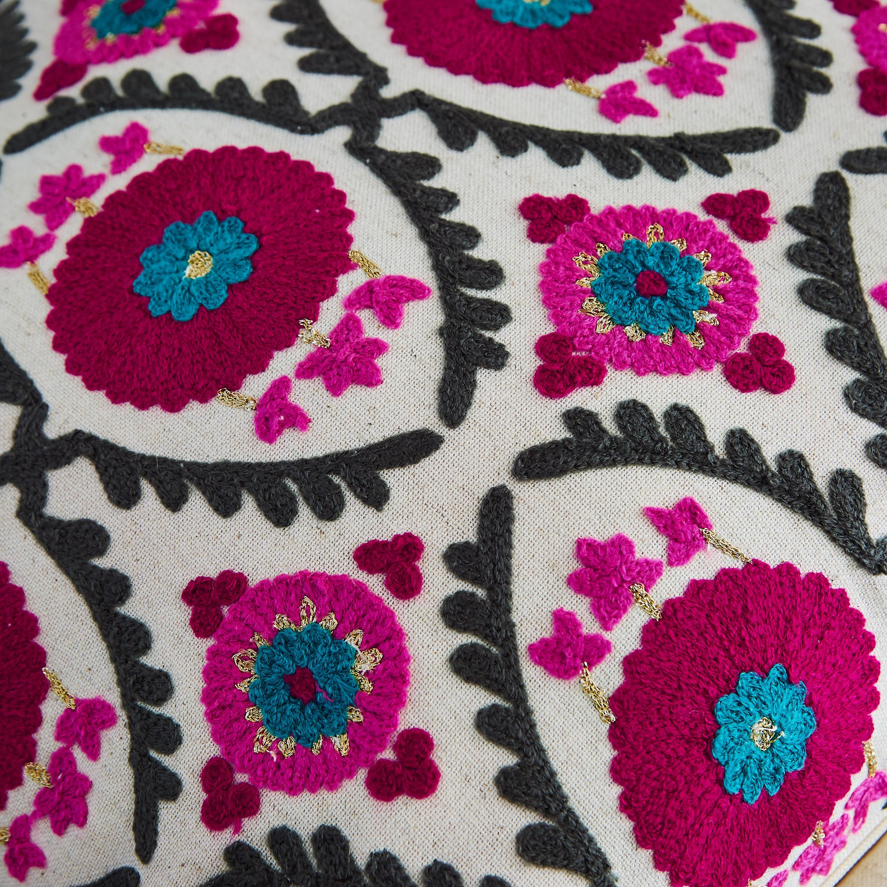 Suzani Izel Embroidered Filled Cushion - 40x40 cm-hbxlivingroom-furnishings-cushionsandcovers-filledcushions-image-2