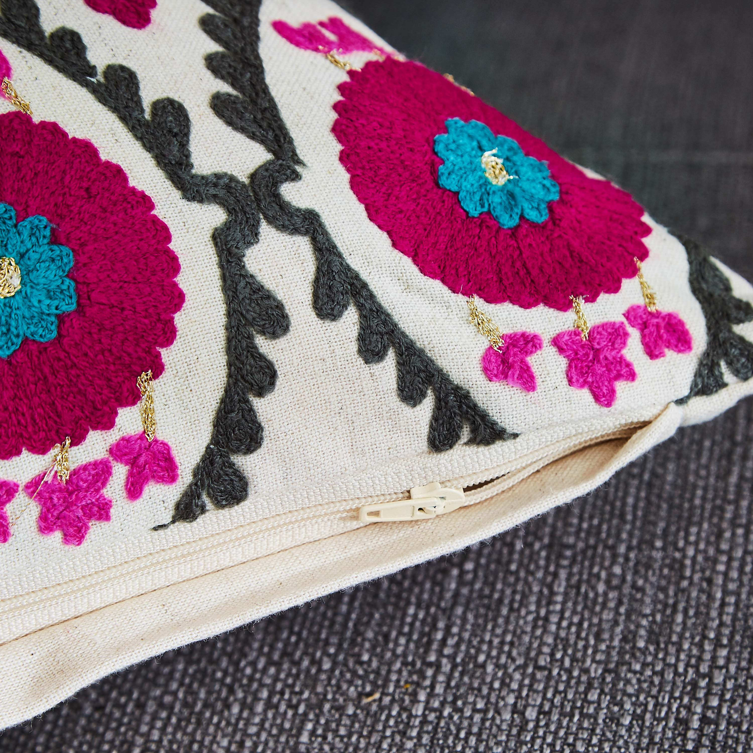Suzani Izel Embroidered Filled Cushion - 40x40 cm-hbxlivingroom-furnishings-cushionsandcovers-filledcushions-image-3