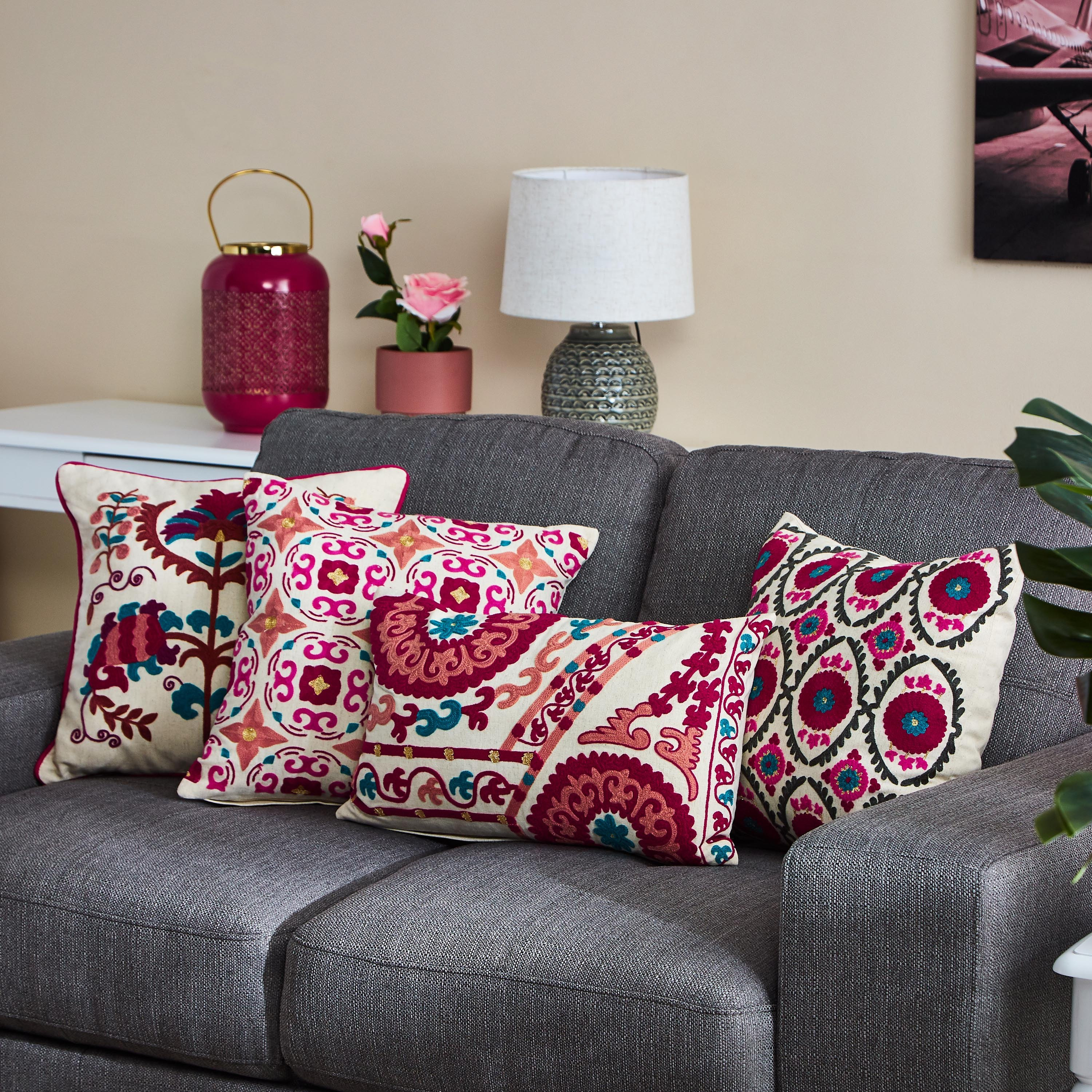 Suzani Izel Embroidered Filled Cushion - 40x40 cm-hbxlivingroom-furnishings-cushionsandcovers-filledcushions-image-4