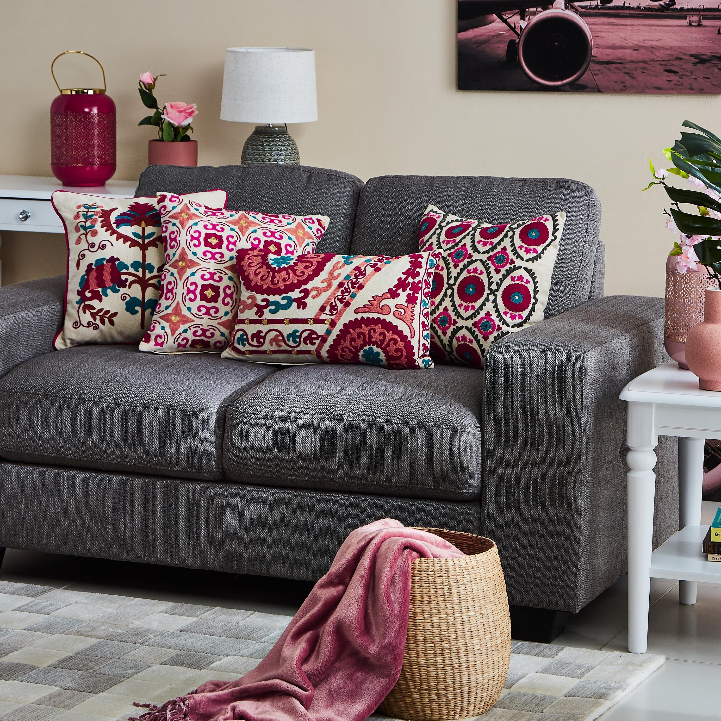 Suzani Izel Embroidered Filled Cushion - 40x40 cm-hbxlivingroom-furnishings-cushionsandcovers-filledcushions-image-5