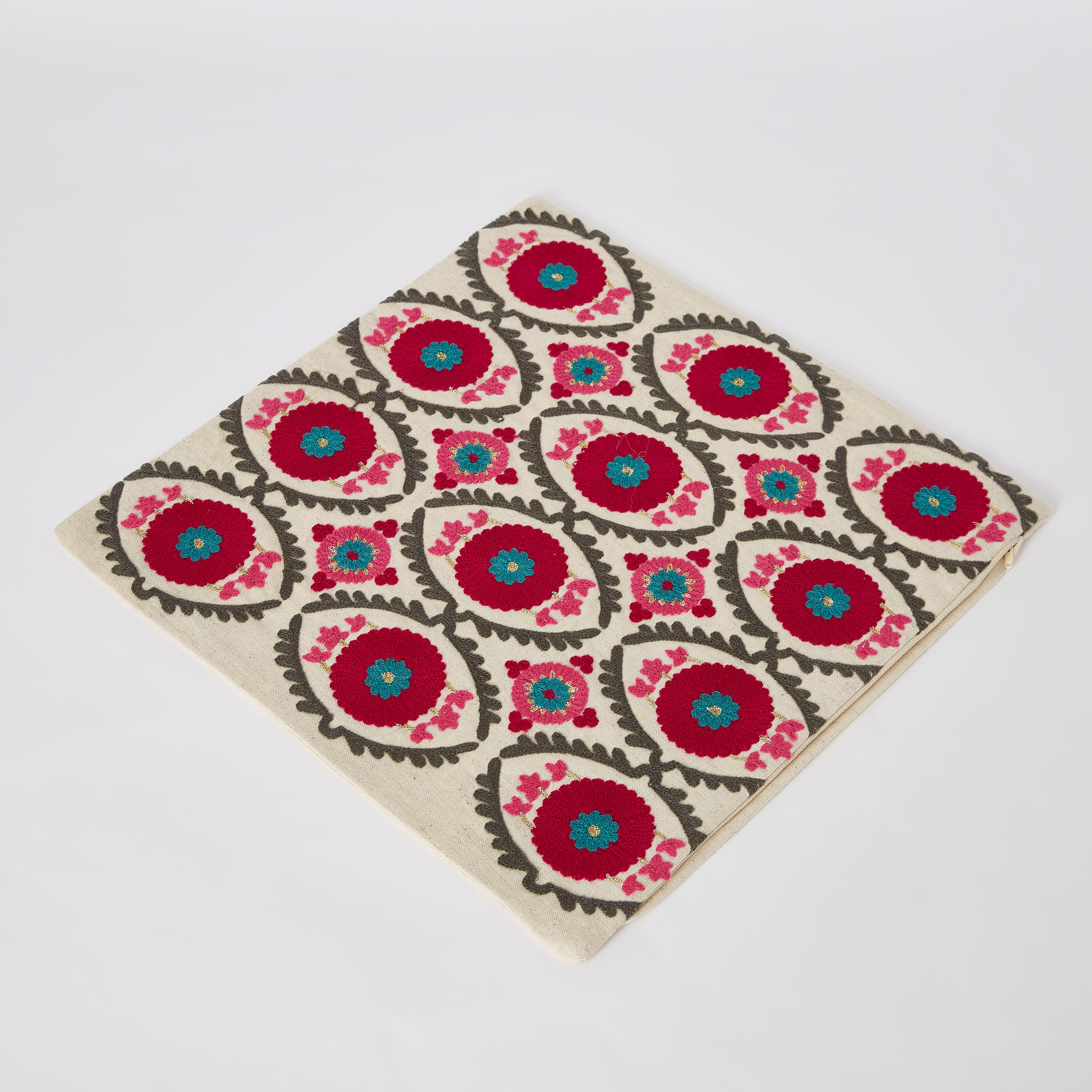 Suzani Izel Embroidered Filled Cushion - 40x40 cm-hbxlivingroom-furnishings-cushionsandcovers-filledcushions-image-6