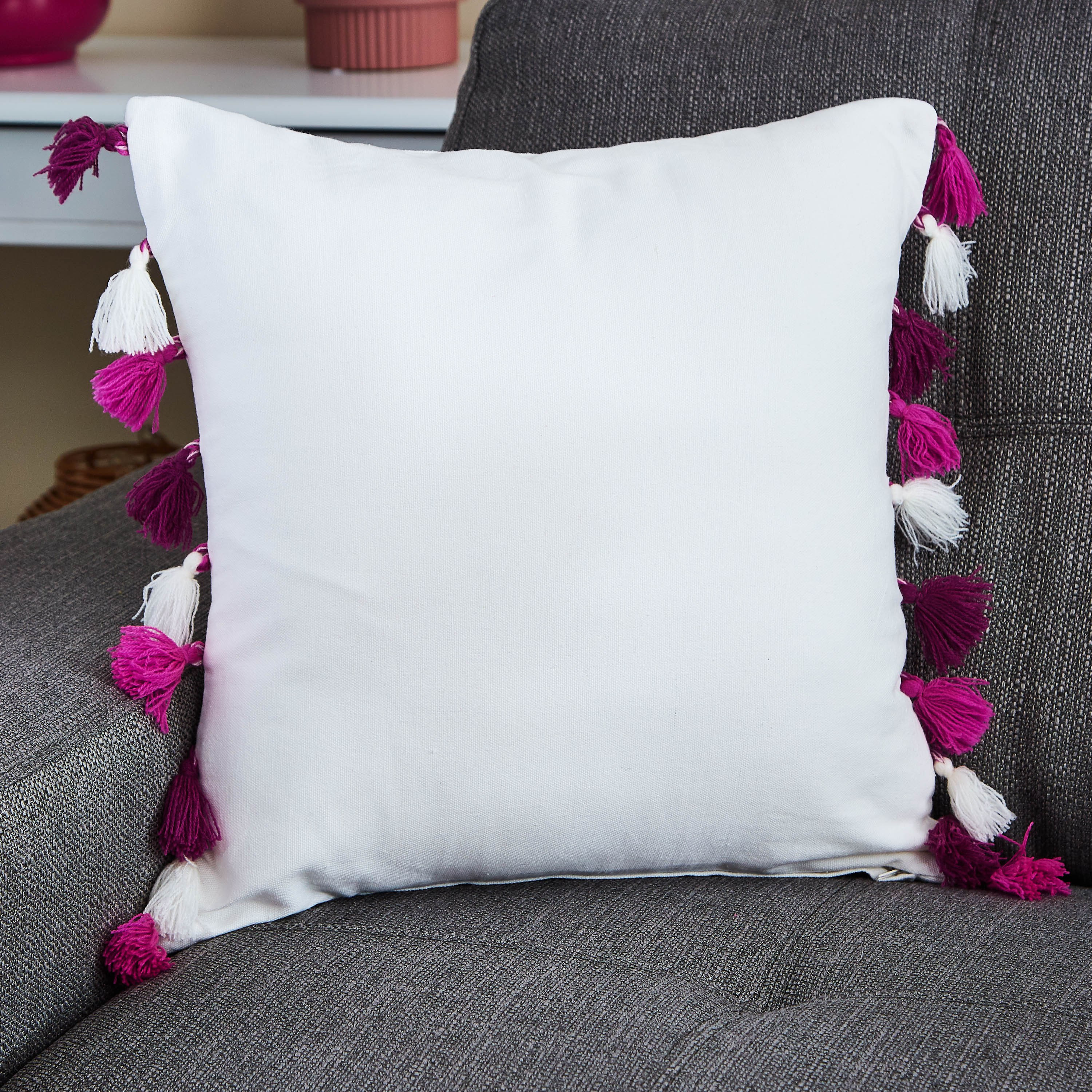 Majestic Pom-Pom Filled Cushion - 40x40 cm-hbxlivingroom-furnishings-cushionsandcovers-filledcushions-image-1