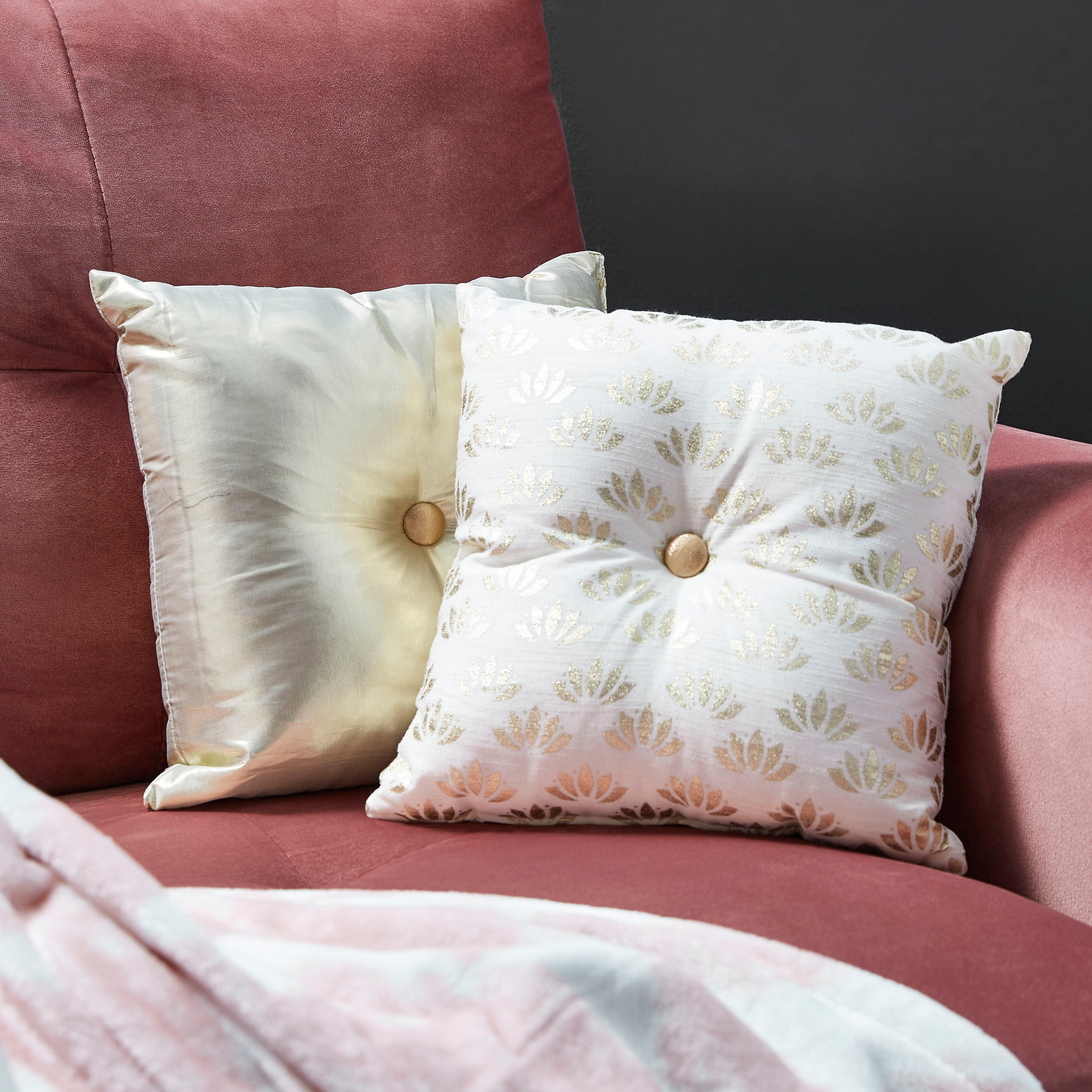 Samarkand Lotus 2-Piece Foil Printed Filled Cushion Set - 30x30 cm-hbxlivingroom-furnishings-cushionsandcovers-filledcushions-image-1