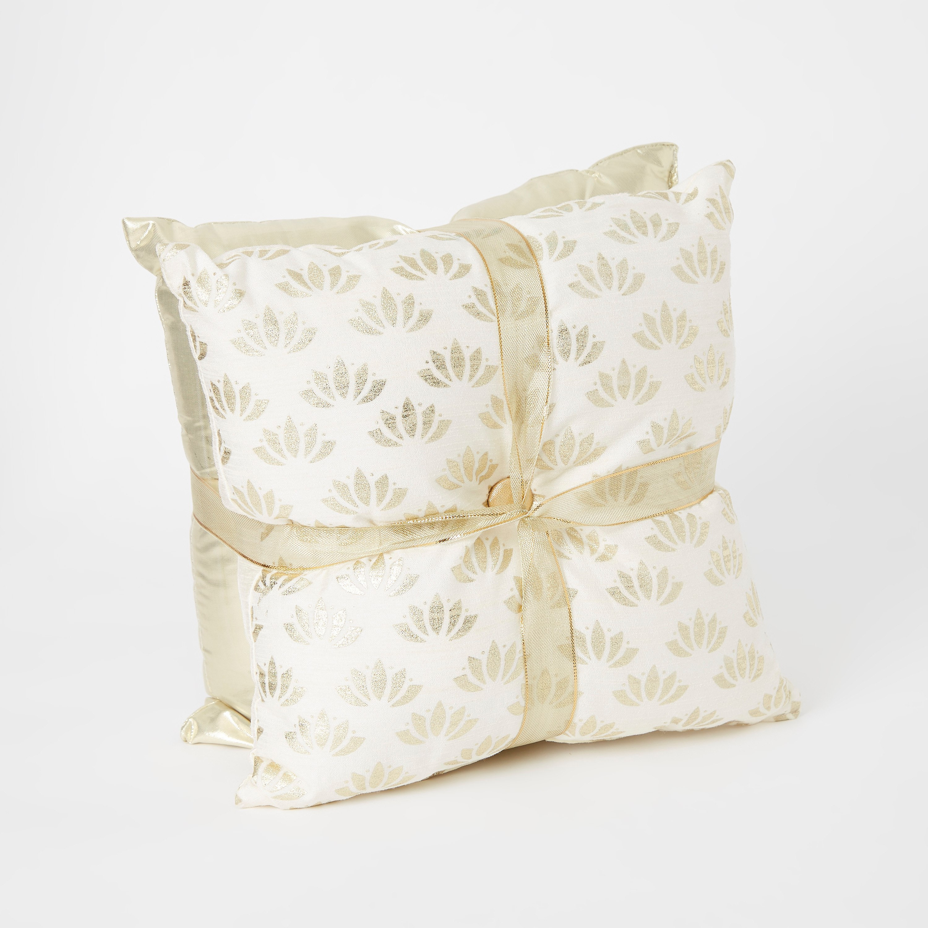 Samarkand Lotus 2-Piece Foil Printed Filled Cushion Set - 30x30 cm-hbxlivingroom-furnishings-cushionsandcovers-filledcushions-image-4