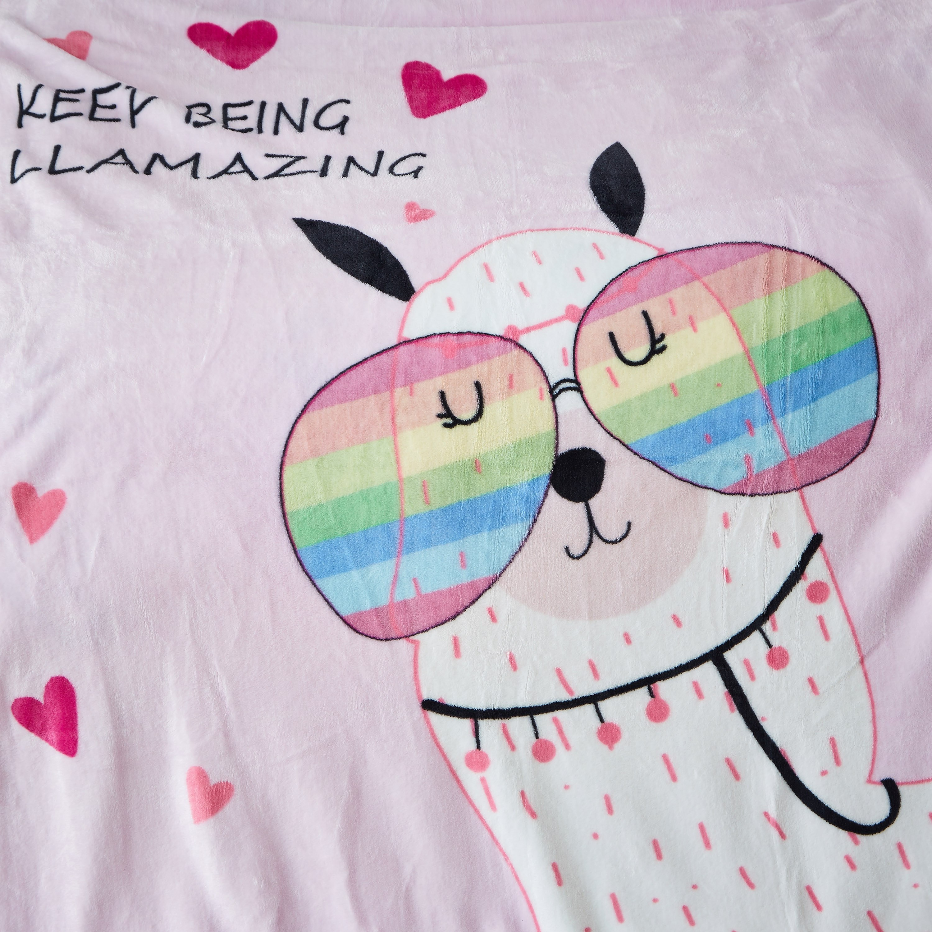 Flossy Llama Print Flannel Full Fleece Blanket - 100x140 cm-hbxhomeware-hbxkidsandyouth-image-3
