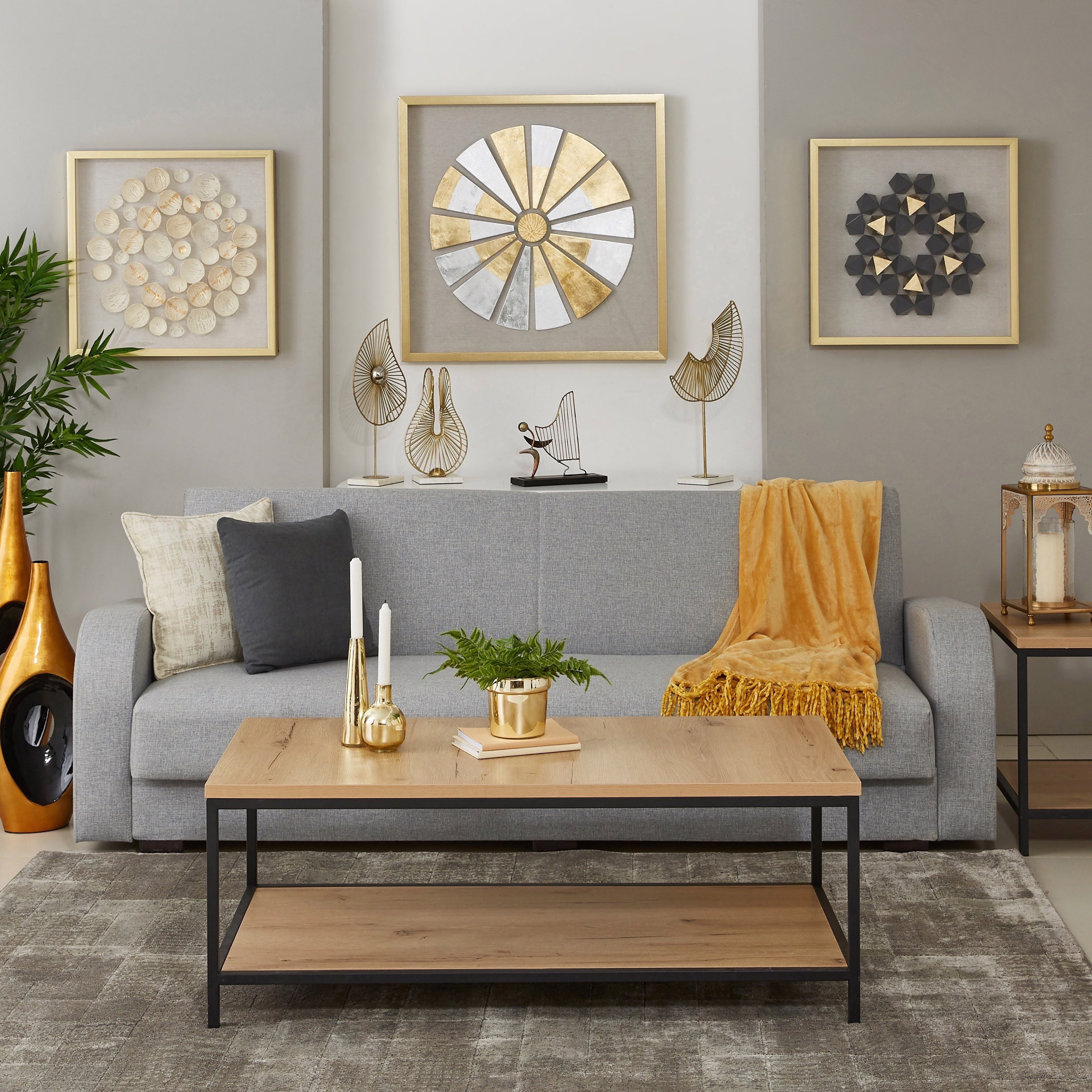 لوحة صندوق بأوراق على شكل صدف من مورال-hbxdiningroom-walldecor-wallart-image-4