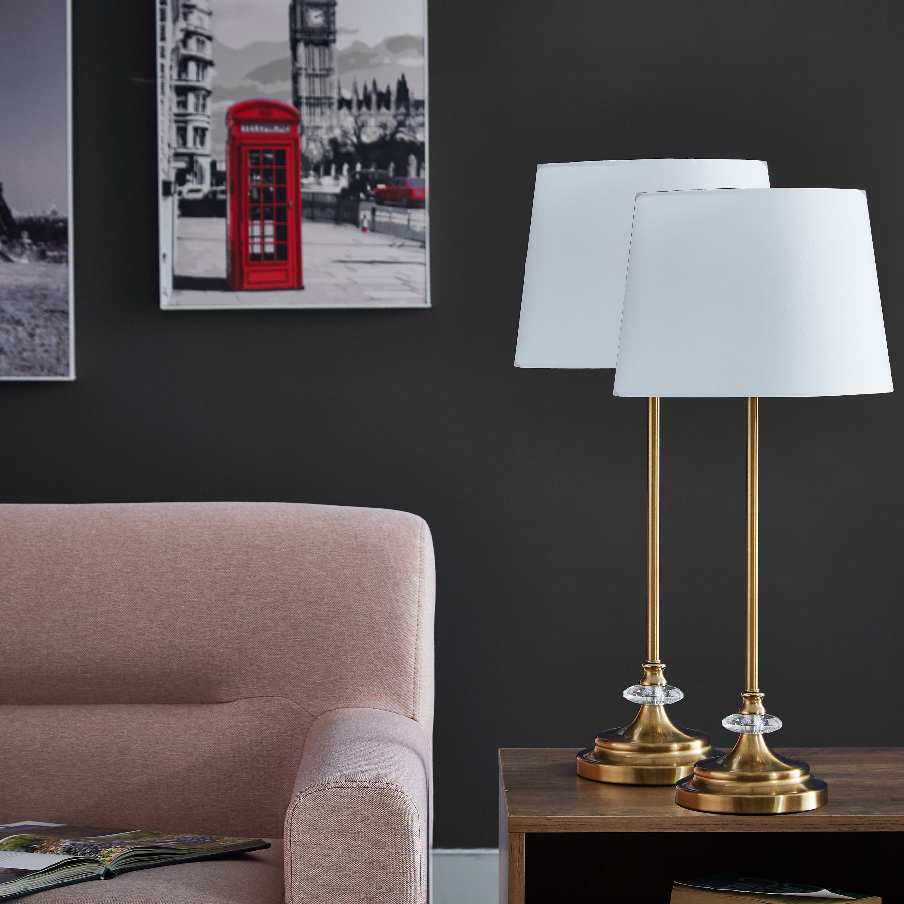 طقم مصباح طاولة من المعدن الفاخر قطعتين من دييجو - 28x62 سم-hbxlivingroom-lighting-tablelamps-image-1