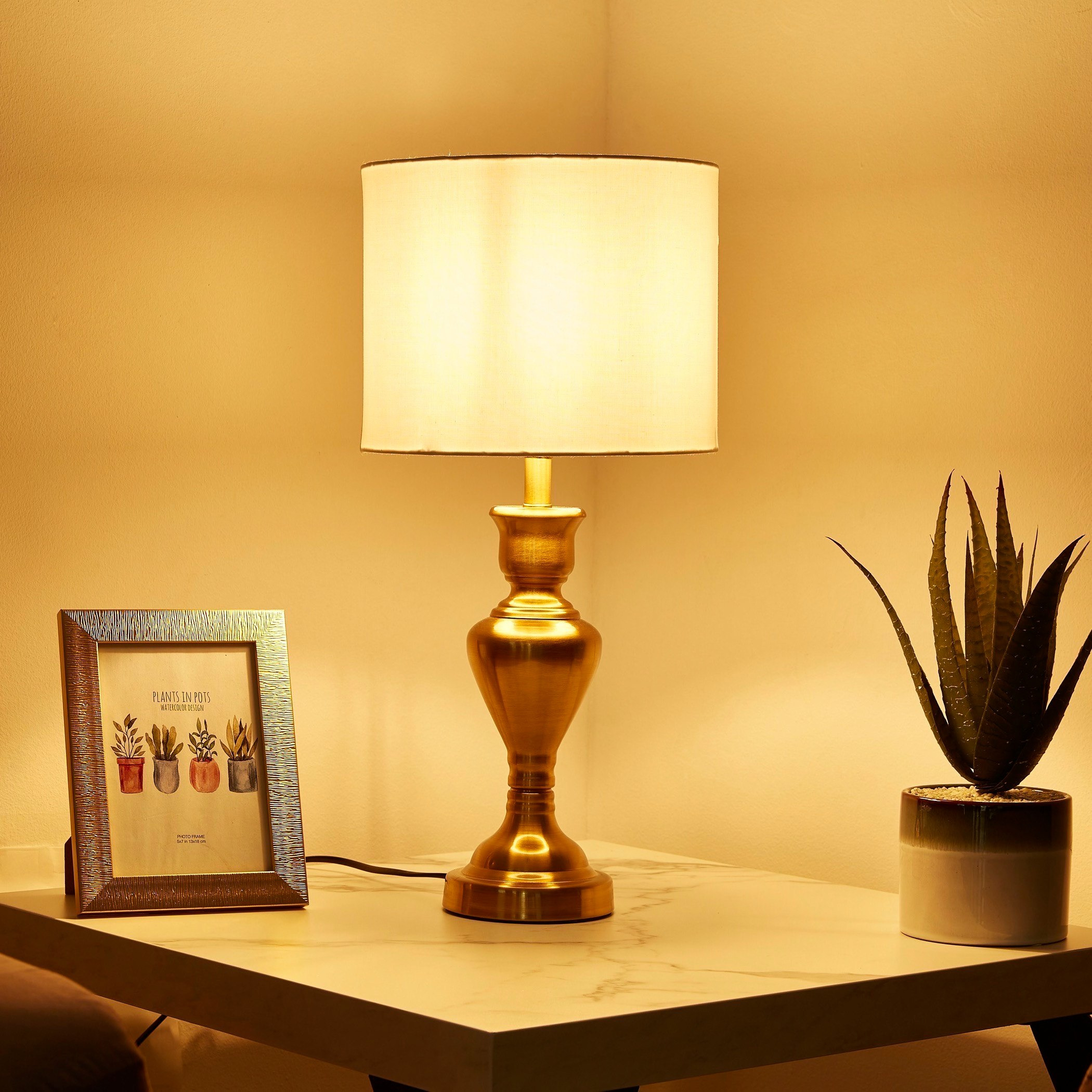 طقم مصباح طاولة من المعدن الفاخر قطعتين من دييجو - 28x54 سم-hbxlivingroom-lighting-tablelamps-image-3