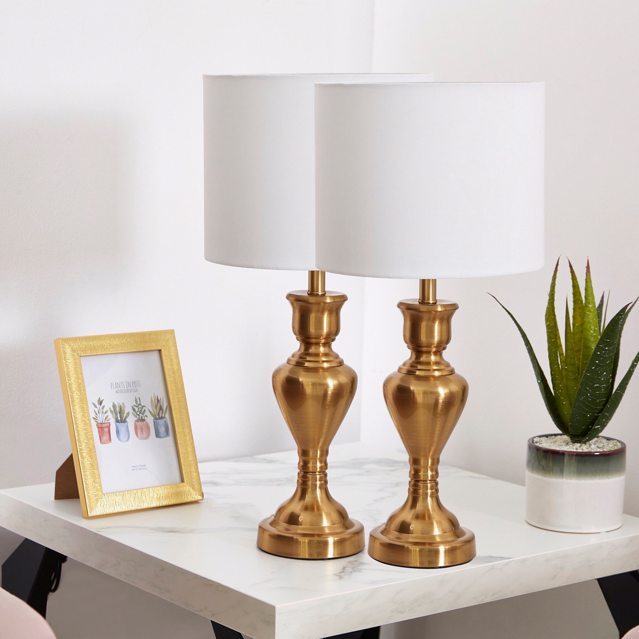 طقم مصباح طاولة من المعدن الفاخر قطعتين من دييجو - 28x54 سم-hbxlivingroom-lighting-tablelamps-image-1