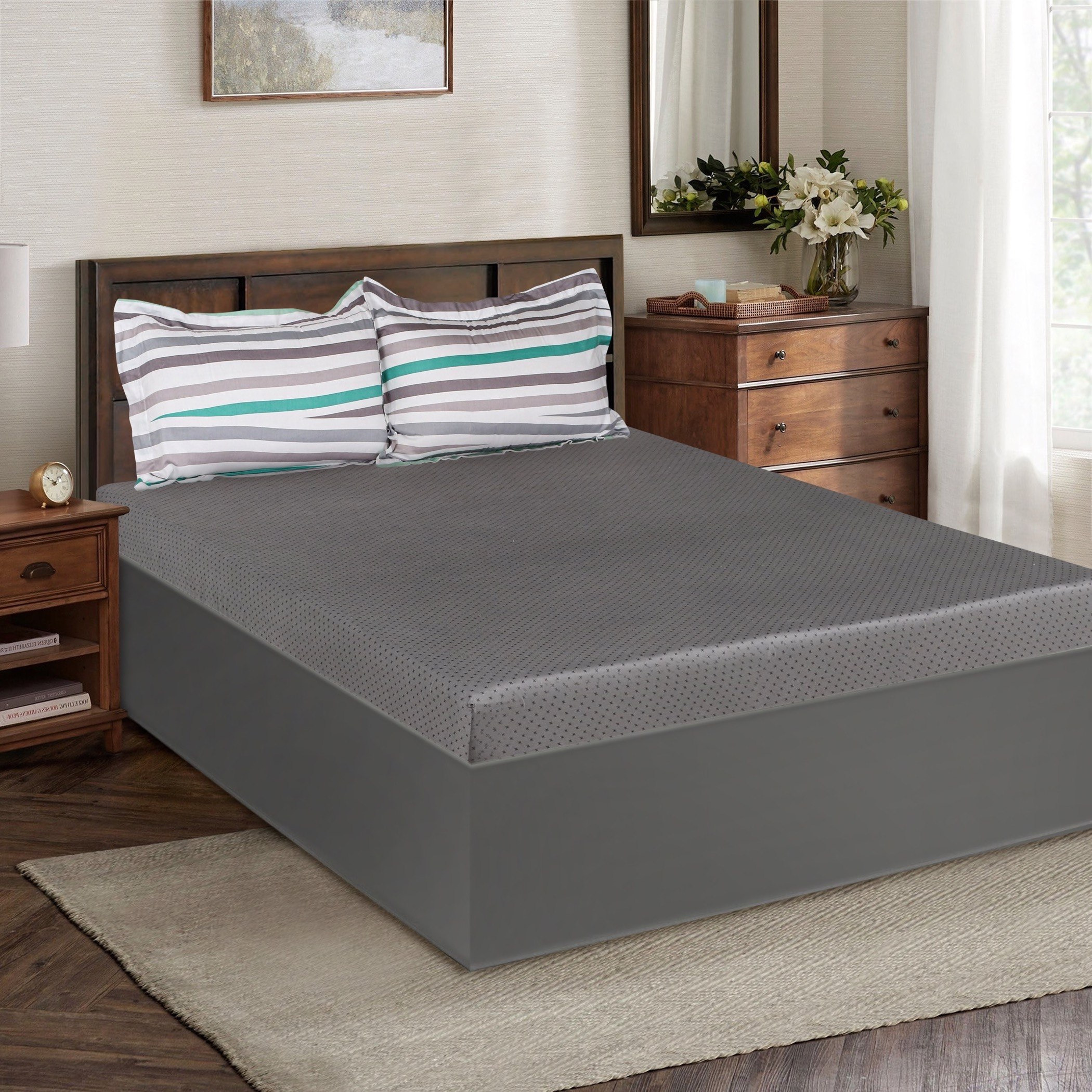 Skandi Aiden Cotton Printed Queen Size Fitted Sheet - 150x200 cm-hbxhomeware-hbxbedroom-image-1