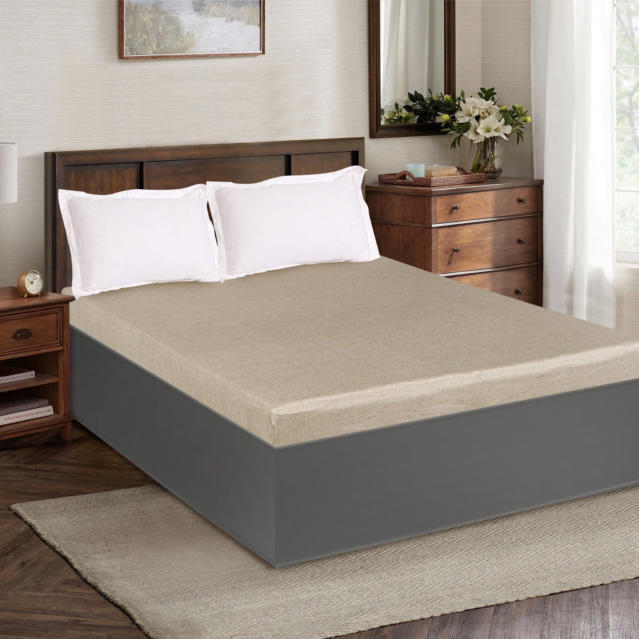 شرشف مطاطي سوبر كينج قطني بطبعات من بوتيك كارولاينا - 200x200 سم-hbxhomeware-hbxbedroom-image-1