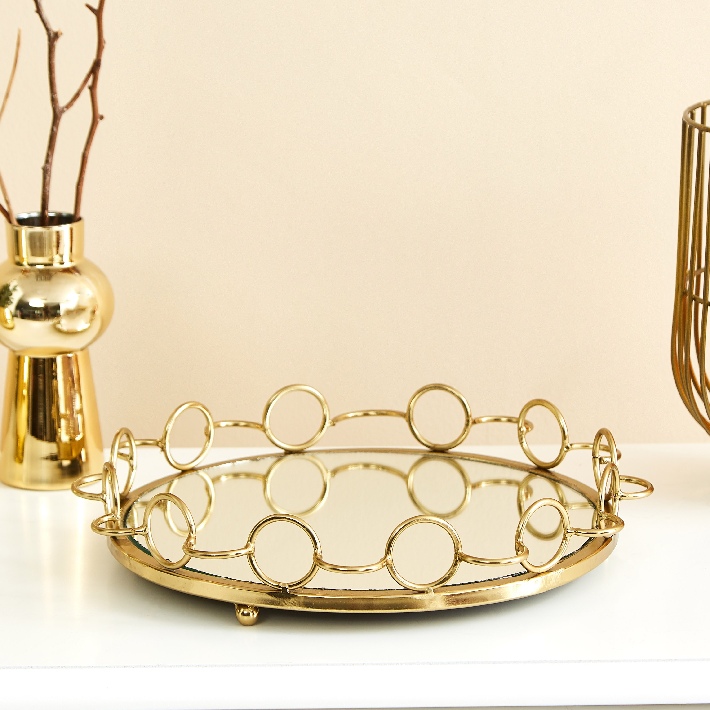 صينية بسياج معدني مستدير وقاعدة مرآة من كوارتز-hbxdecorandfurnishings-homeaccessories-bowls-image-1