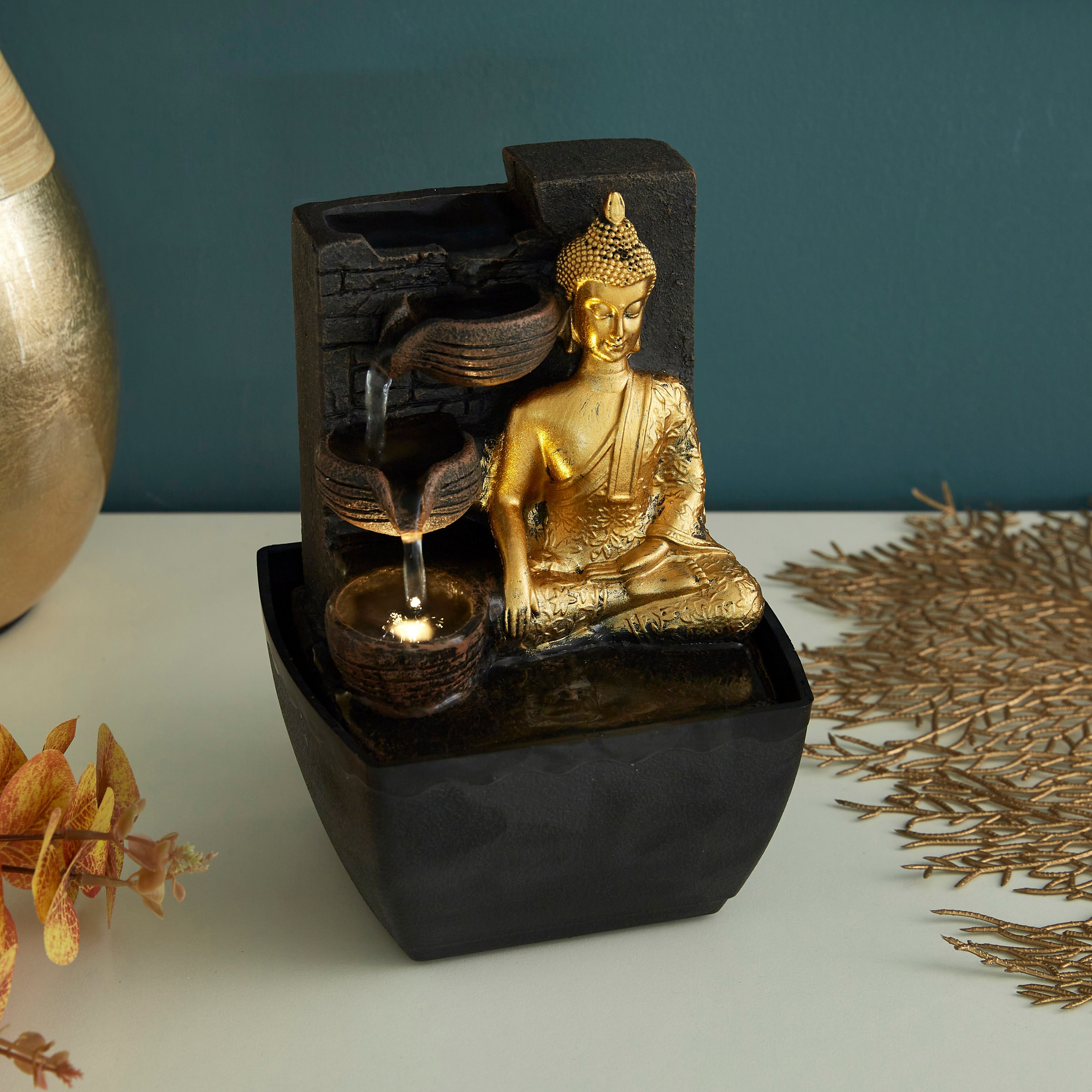 Mini Buddha Fountain with Yellow Light - 13x12x18 cm-PROMO_HB_AE_B1G1_250925-image-2