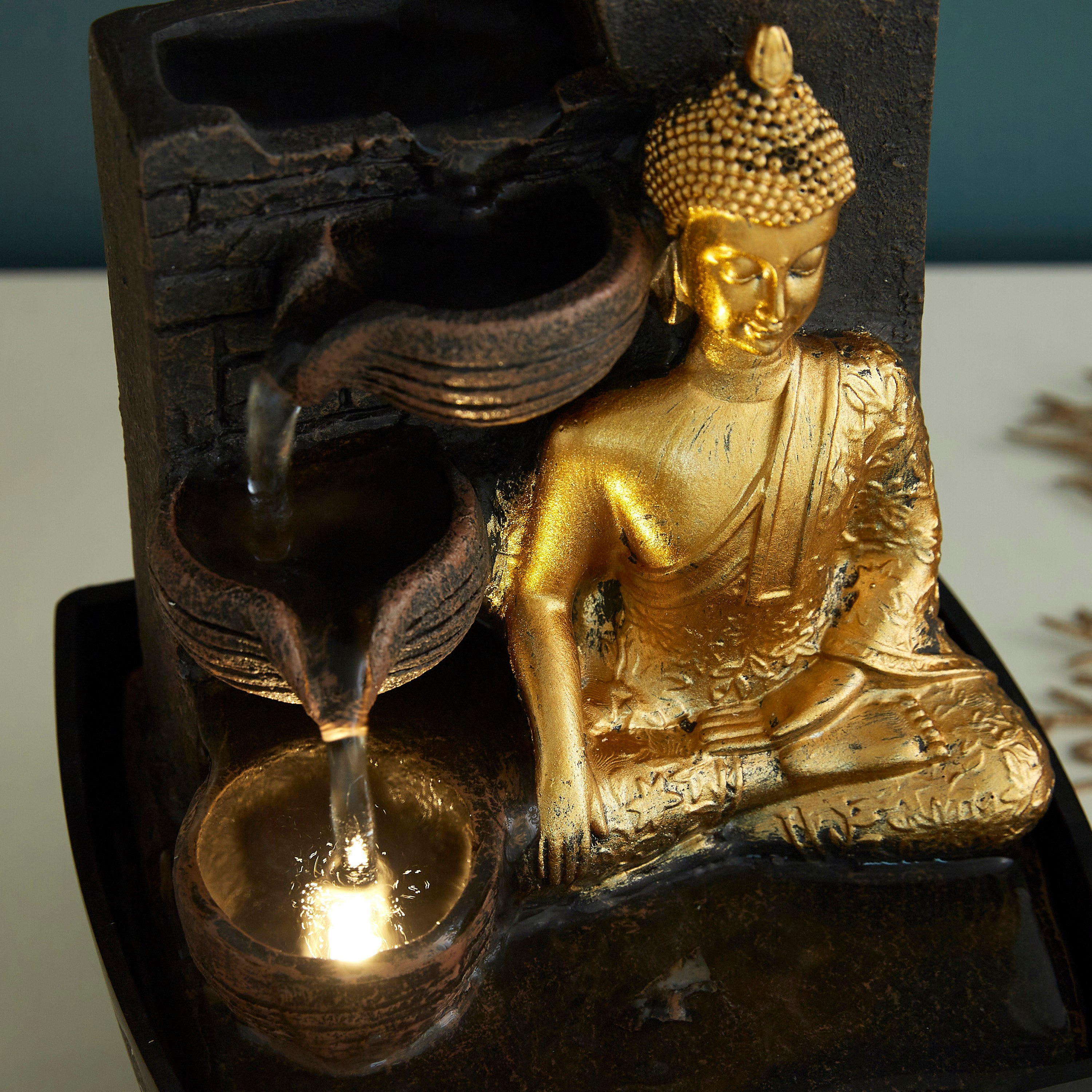 Mini Buddha Fountain with Yellow Light - 13x12x18 cm-PROMO_HB_AE_B1G1_250925-image-3
