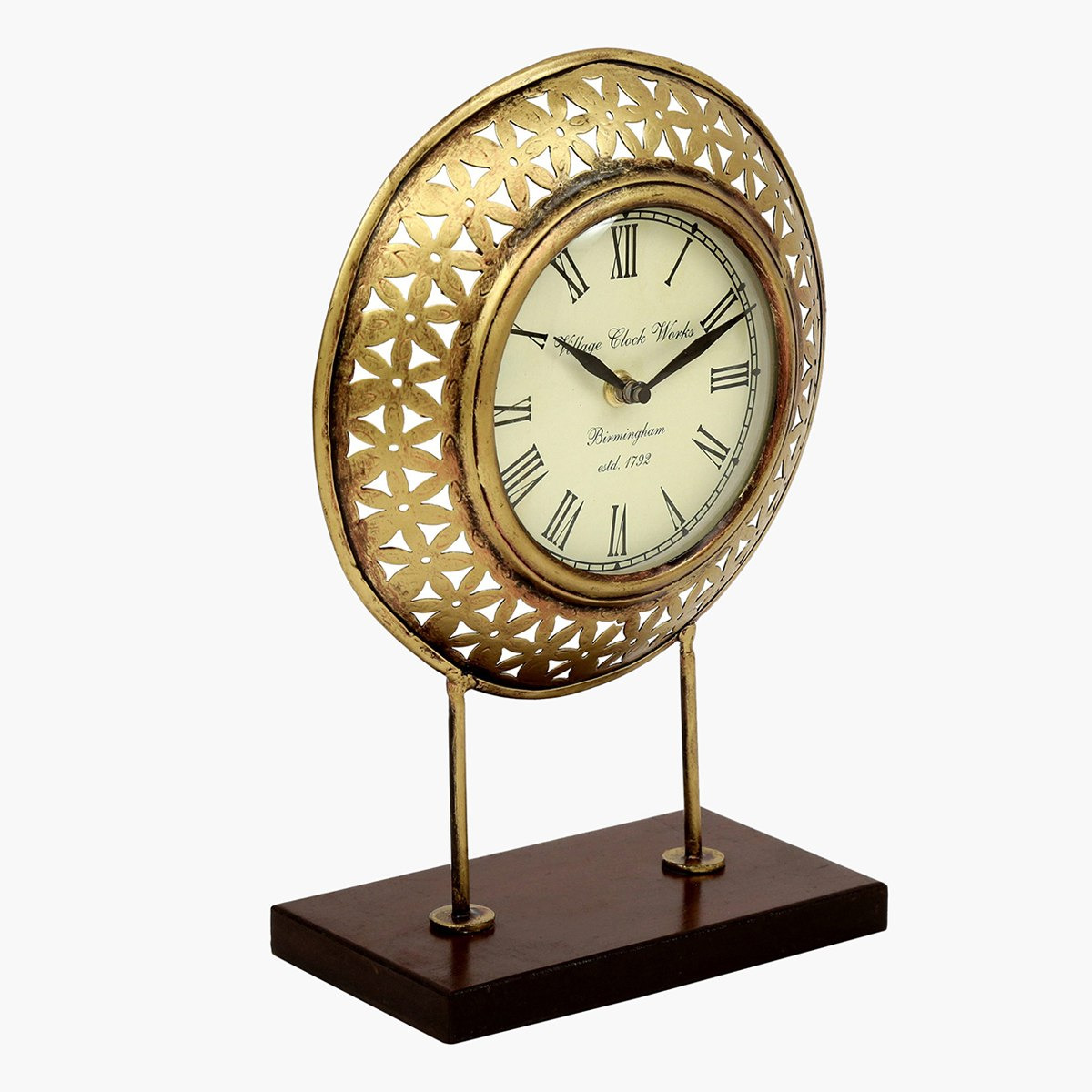 ساعة حائط معدنية بتصاميم مفرغة مزخرفة على حامل خشبي من إيبيزا-hbxhomeware-hbxdecorandfurnishings-image-2
