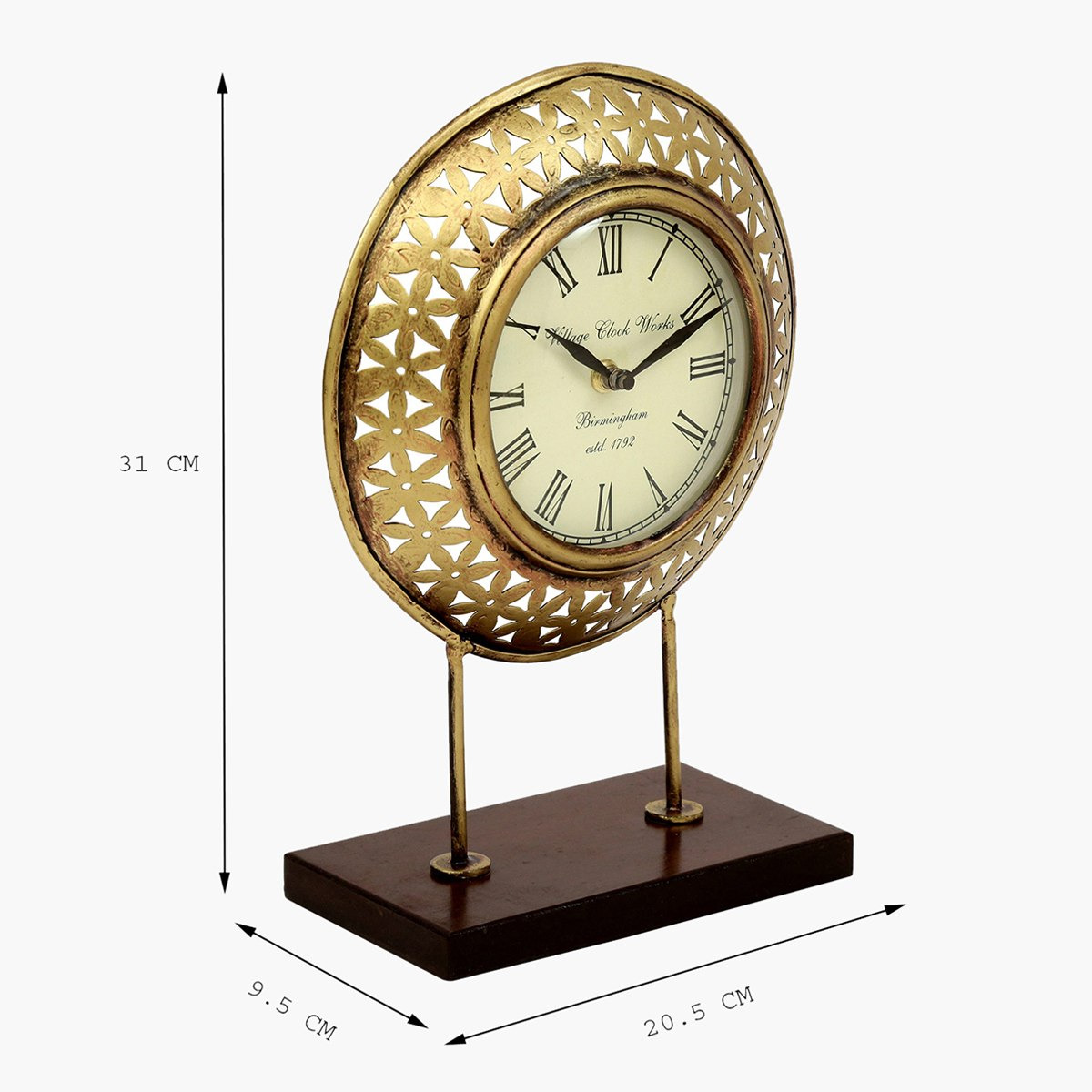ساعة حائط معدنية بتصاميم مفرغة مزخرفة على حامل خشبي من إيبيزا-hbxhomeware-hbxdecorandfurnishings-image-3