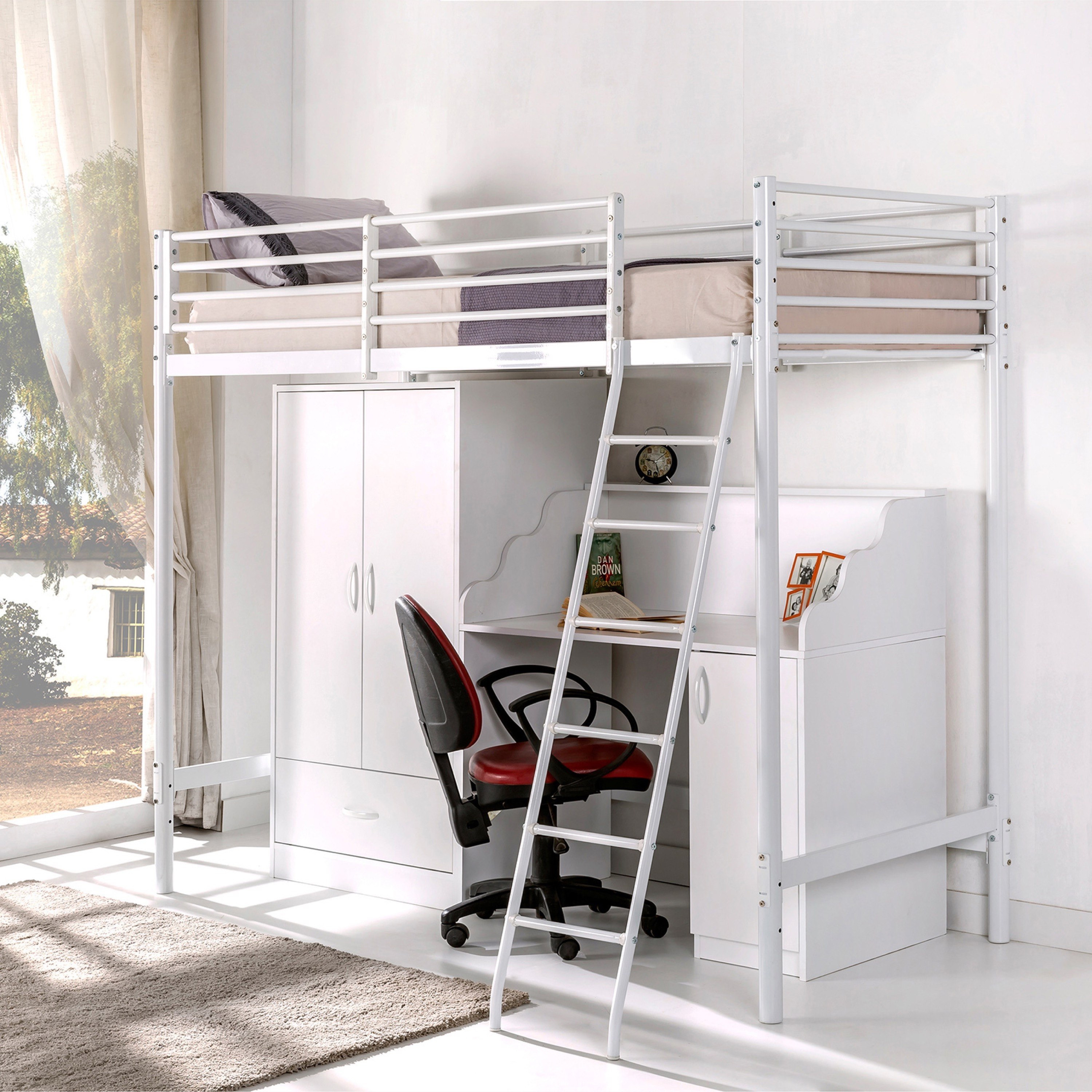 سرير مرتفع معدني فردي من فانيلا جاسبر - 90x200 سم-hbxkidsandyouth-bedsandbedsets-bunkbeds-single-image-4