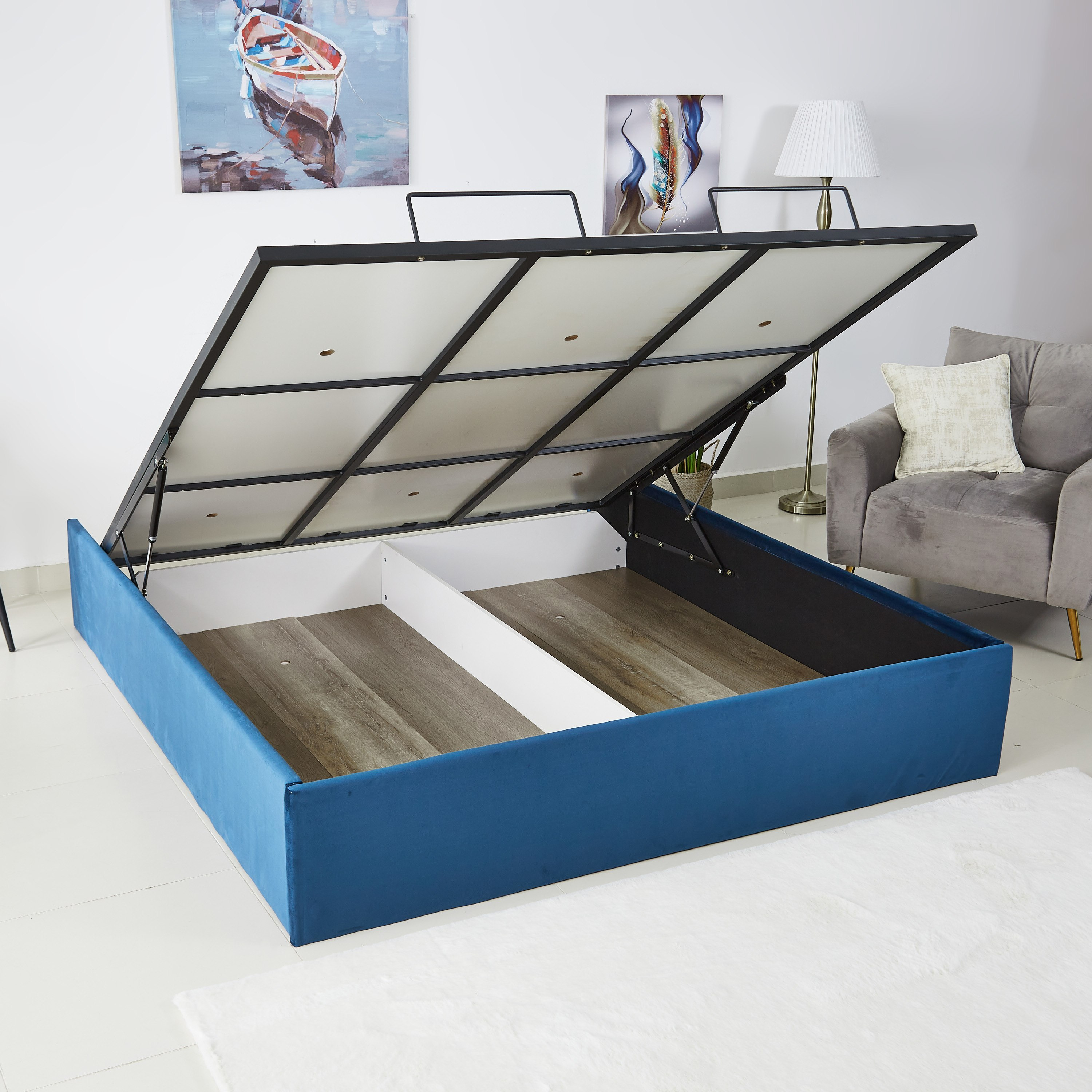 قاعدة كينج منجدة بمساحة تخزين هيدروليك من تايلور - 180x200 سم-hbxfurniture-bedsandbedsets-beds-image-5