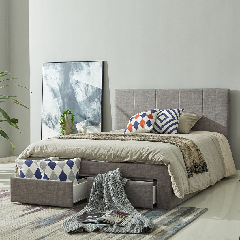 Halmstad Upholstered Queen Bed with 2 Drawers - 150x200 cm-Beds-image-0