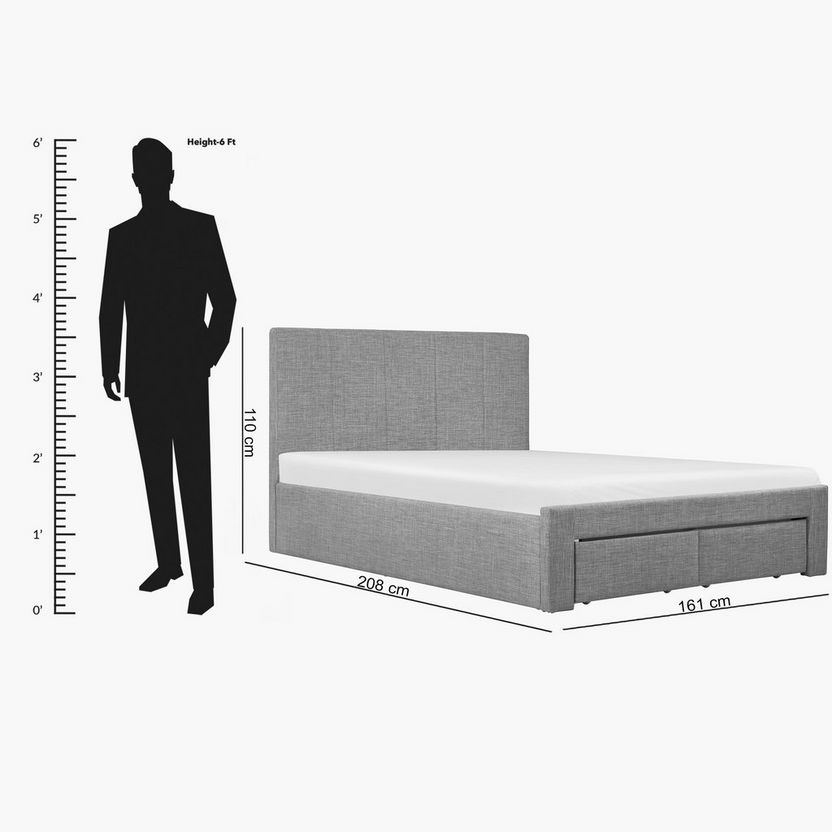Halmstad Upholstered Queen Bed with 2 Drawers - 150x200 cm-Beds-image-9