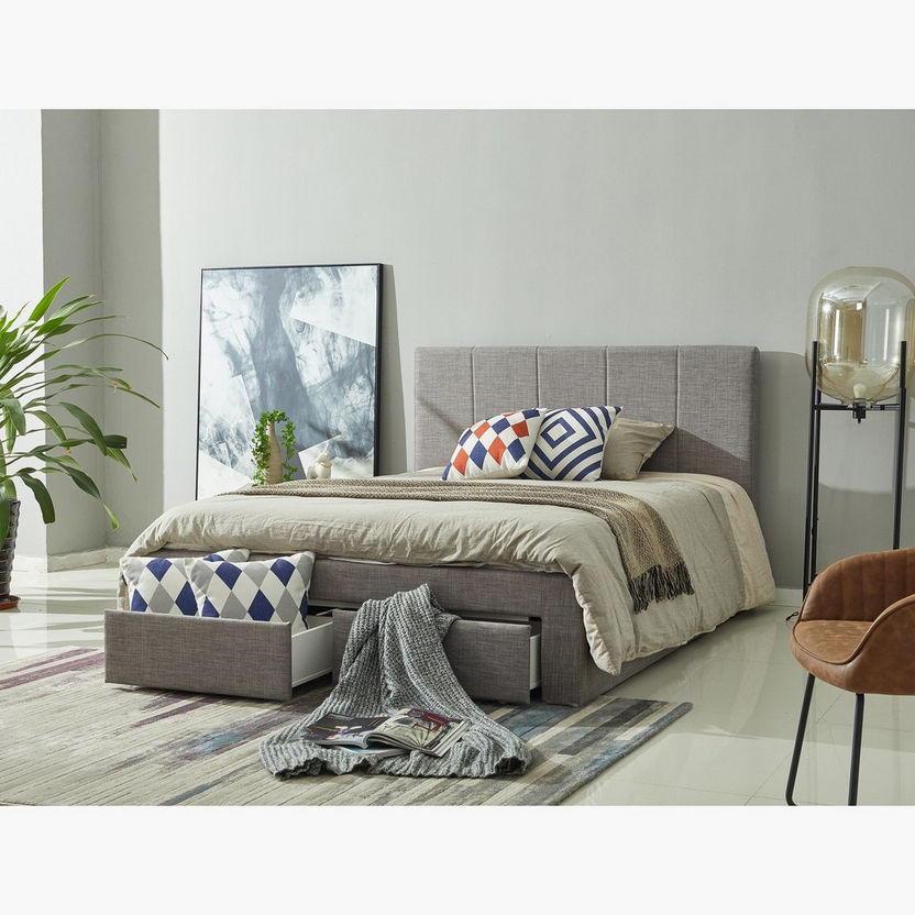 Halmstad Upholstered Queen Bed with 2 Drawers - 150x200 cm-Beds-image-8