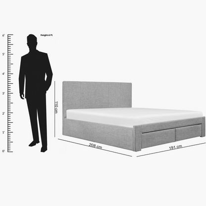 Halmstad King Upholstered Bed with 2 Drawers - 180x200 cm-Beds-image-9