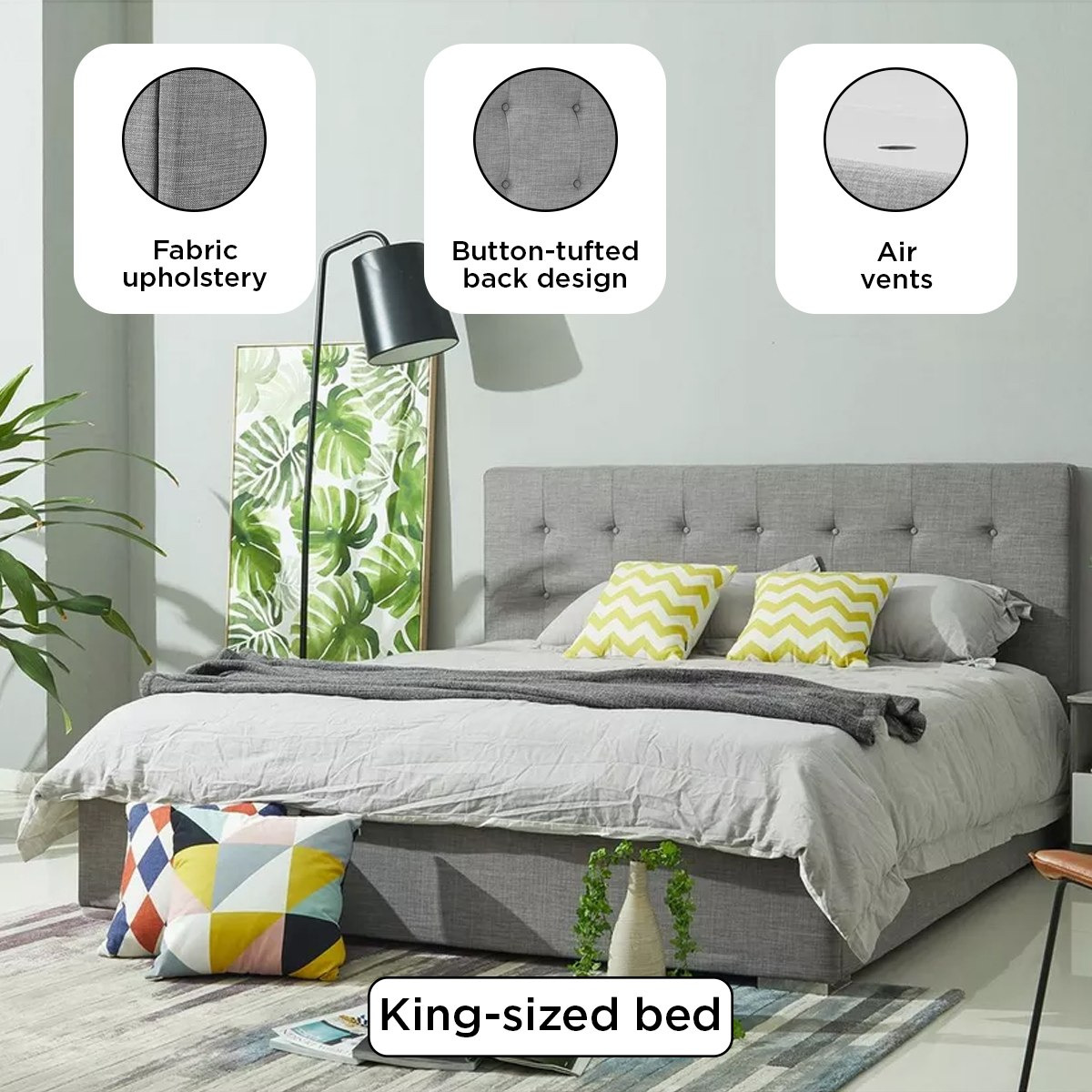 Oakland Upholstered King Bed - 180x200 cm-hbxfurniture-bedsandbedsets-beds-king-image-5