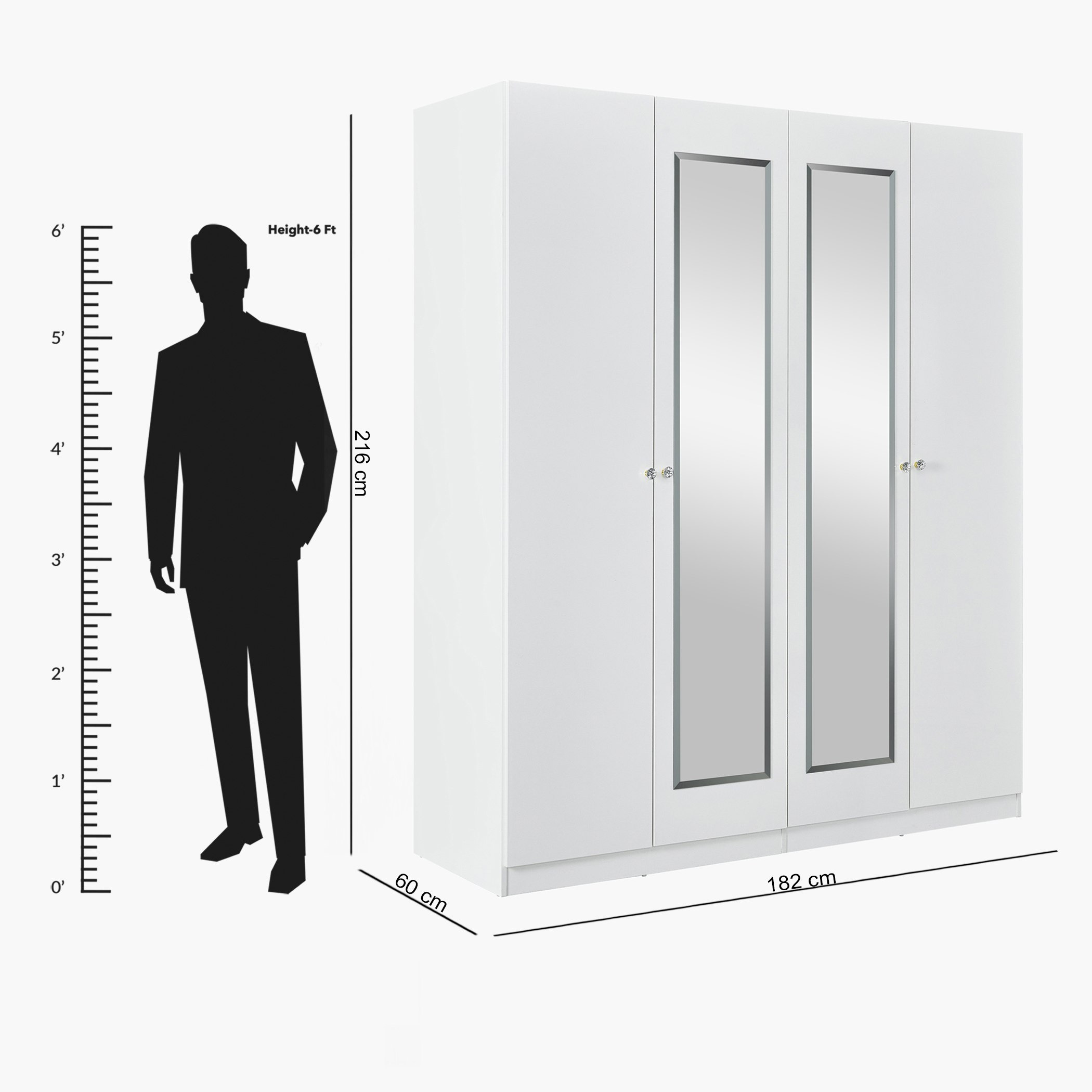 دولاب بـ 4 أبواب ومرآة - أورو-hbxfurniture-wardrobes-image-8