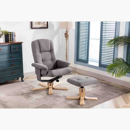 Olympia Reclining Fabric Chair with Swivel and Stool