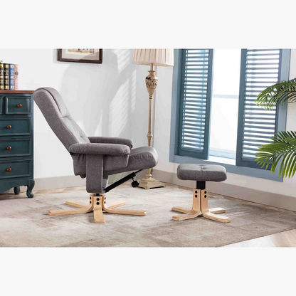 Olympia Reclining Fabric Chair with Swivel and Stool