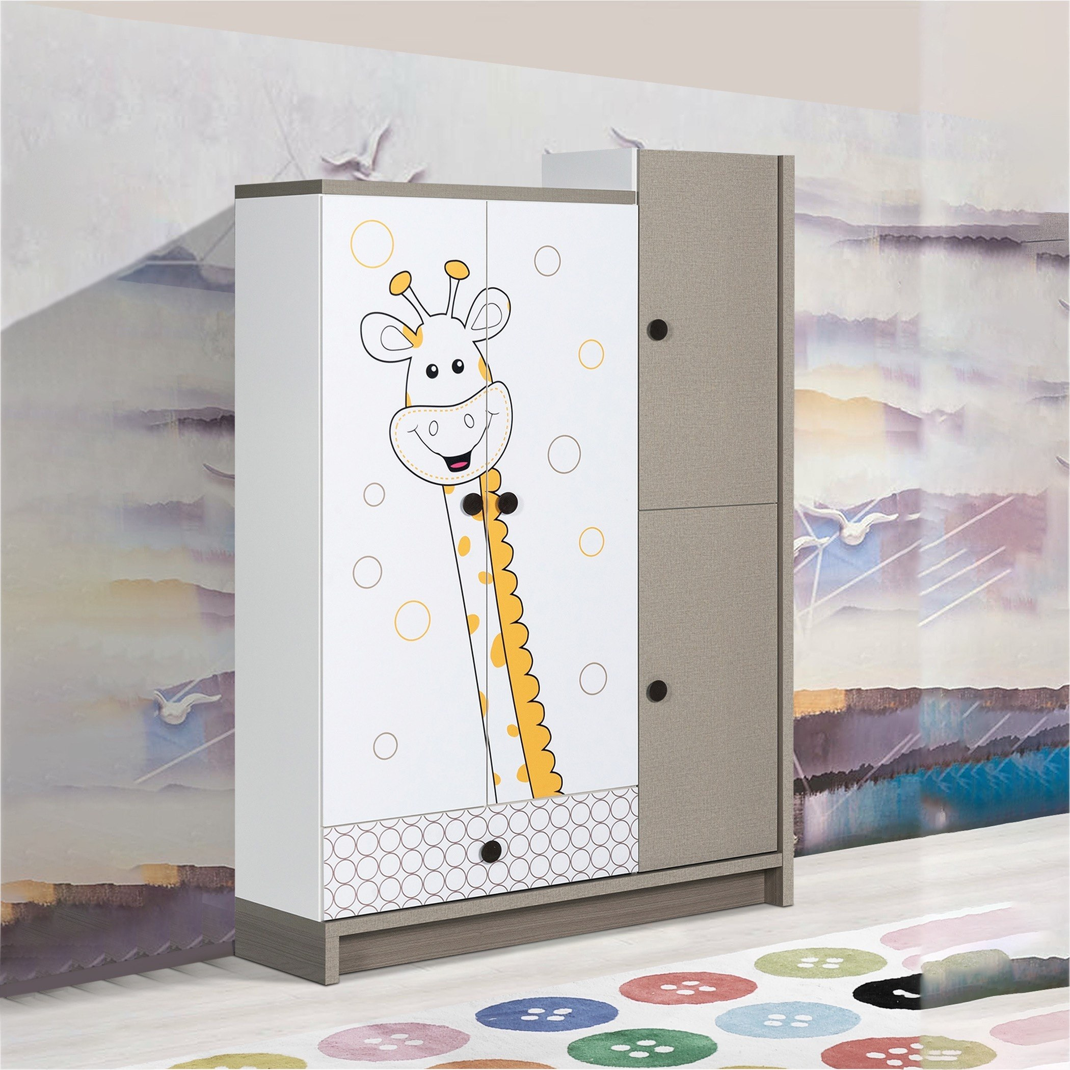 خزانة ملابس 3 أبواب مع درج - زيبورا من موڤو -hbxfurniture-wardrobes-image-1