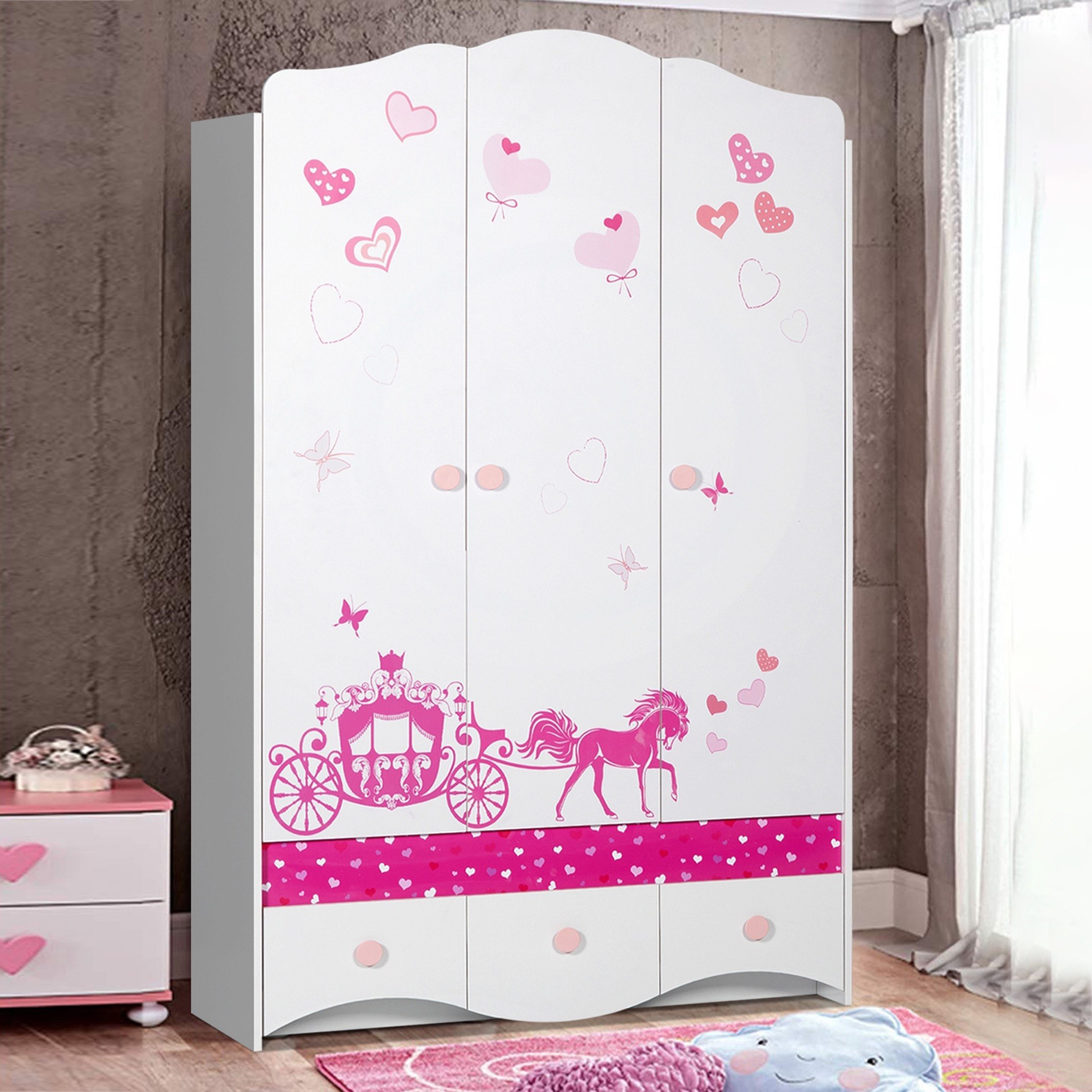 خزانة ملابس 3 أبواب و3 أدراج من برنسيس-hbxfurniture-wardrobes-image-1