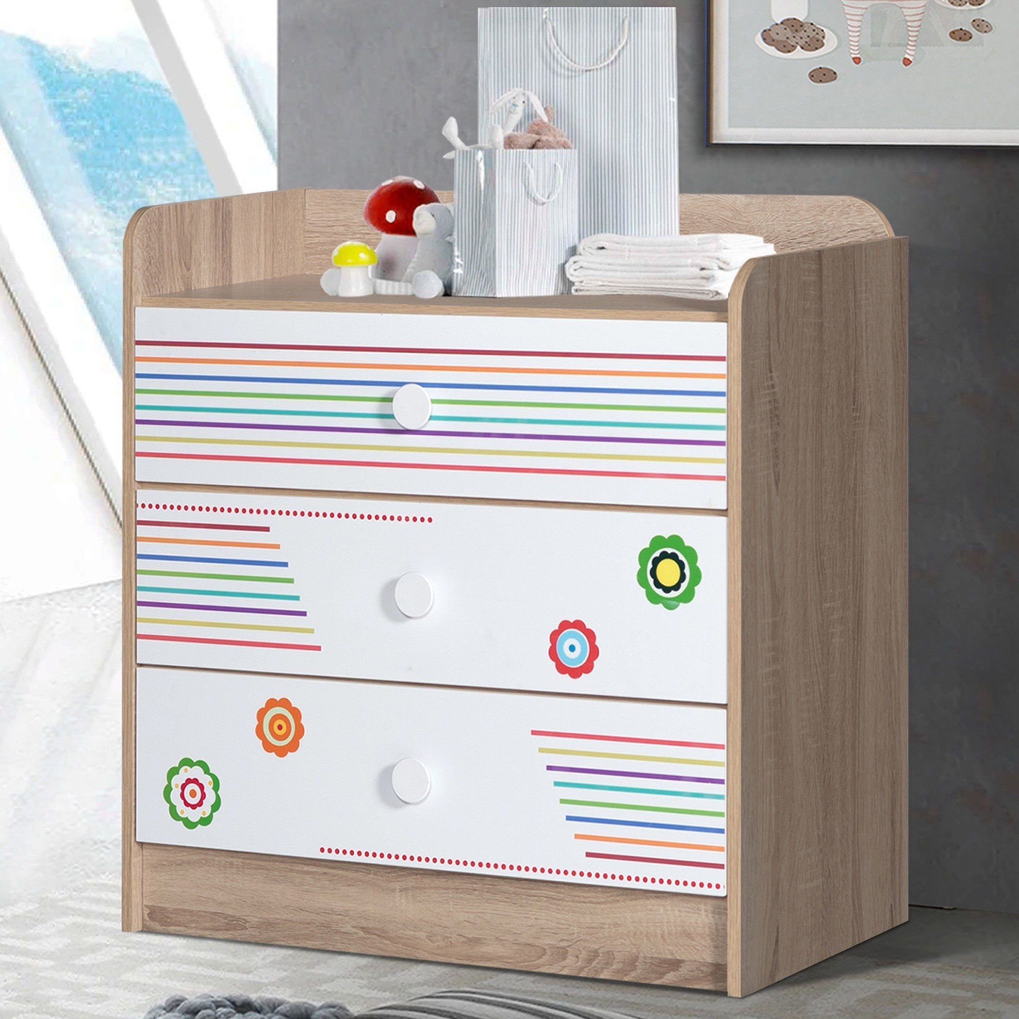 طاولة تزيين 3 أدراج دون مرآة - كريسانتو من موڤو-hbxfurniture-kidsroom-kidsdressersandmirrors-image-1