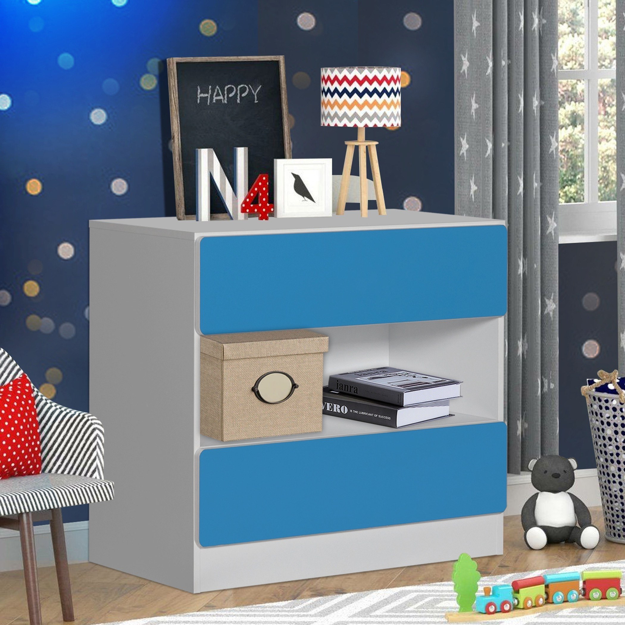طاولة تزيين للأطفال 3 أدراج دون مرآة من بلوبيل-hbxfurniture-kidsroom-kidsdressersandmirrors-image-1