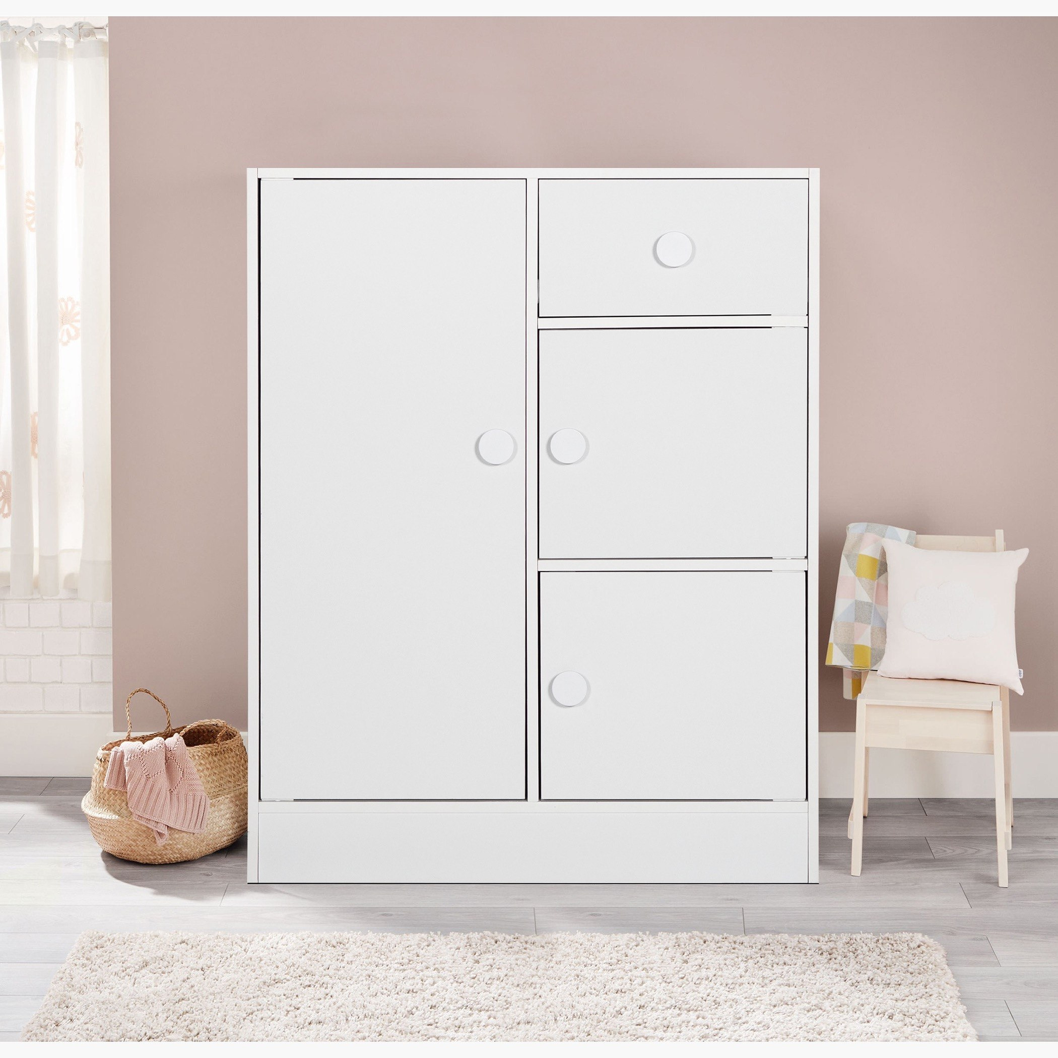 Vanilla Cody 1-Drawer Kids' Cabinet with 3 Doors