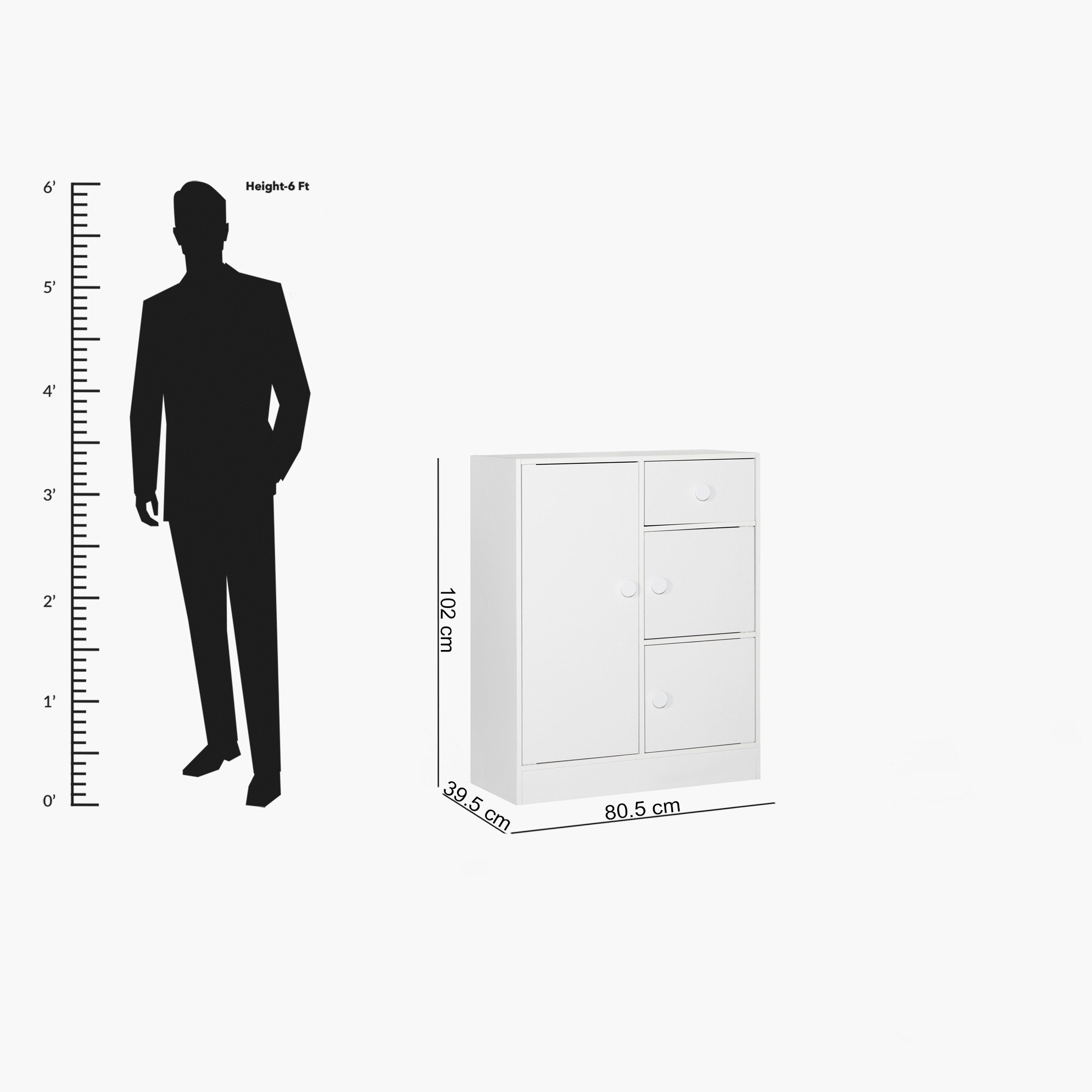 Vanilla Cody 1-Drawer Kids' Cabinet with 3 Doors-hbxfurniture-wardrobes-image-8