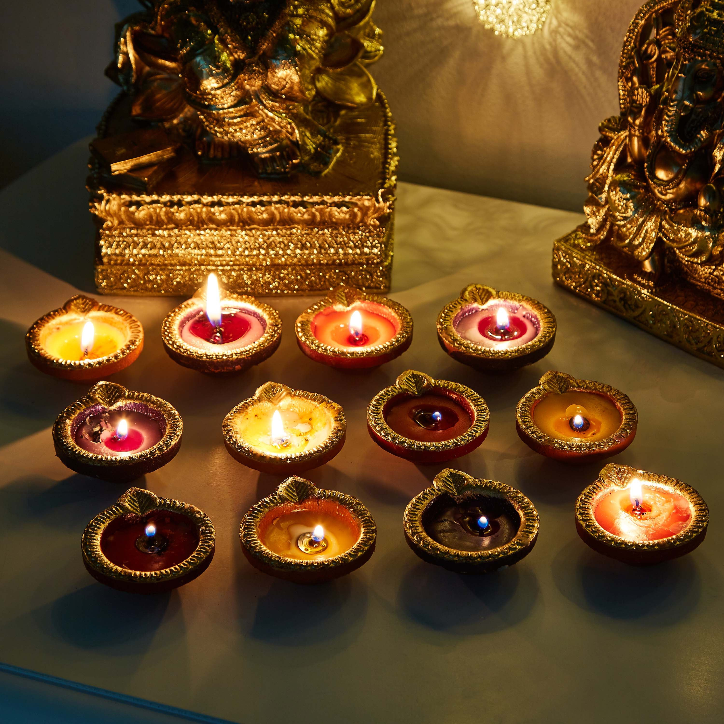 Arrian Wax Filled Clay Diya - Set of 12-hbxlivingroom-decorandaccessories-candleholders-image-1