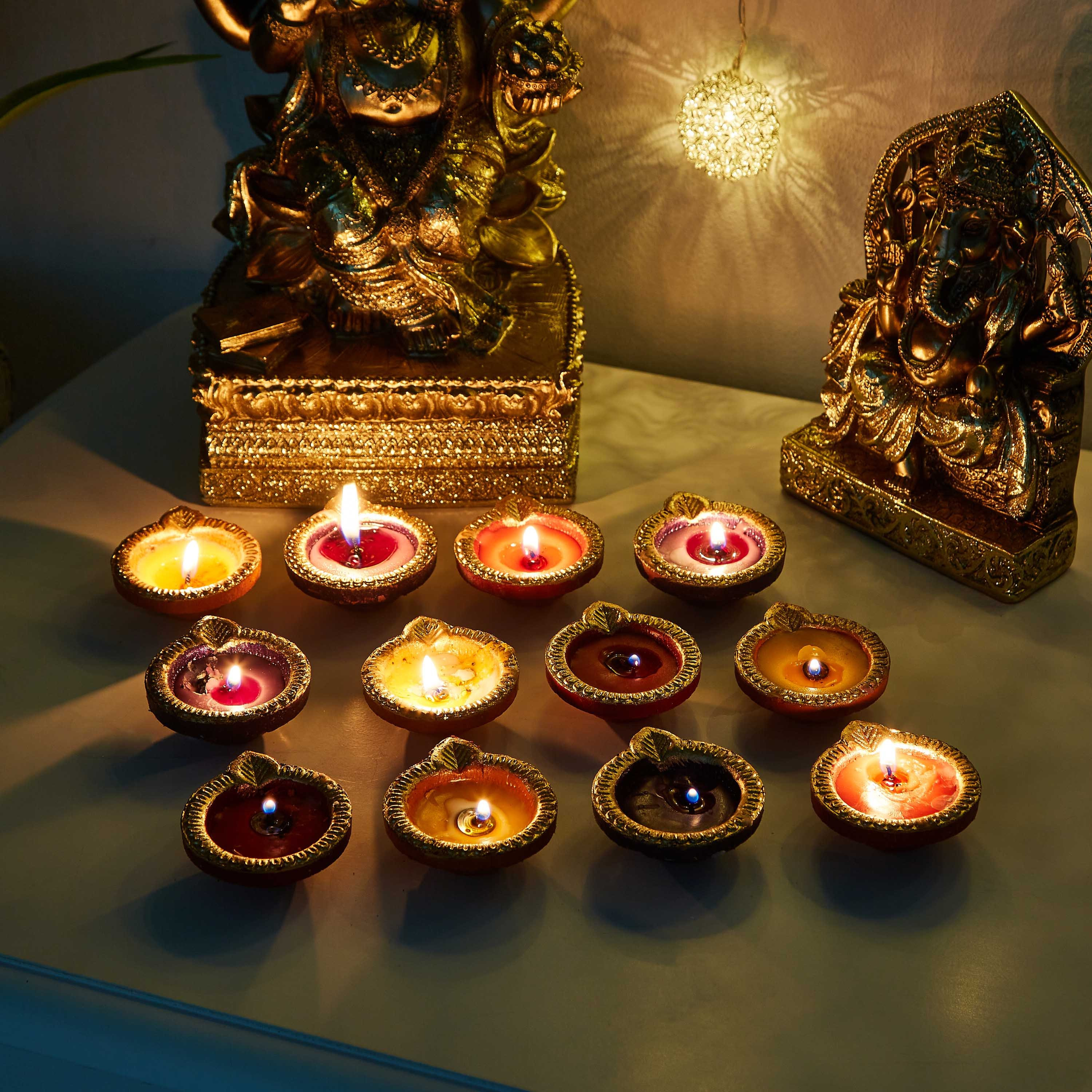 Arrian Wax Filled Clay Diya - Set of 12-hbxlivingroom-decorandaccessories-candleholders-image-4