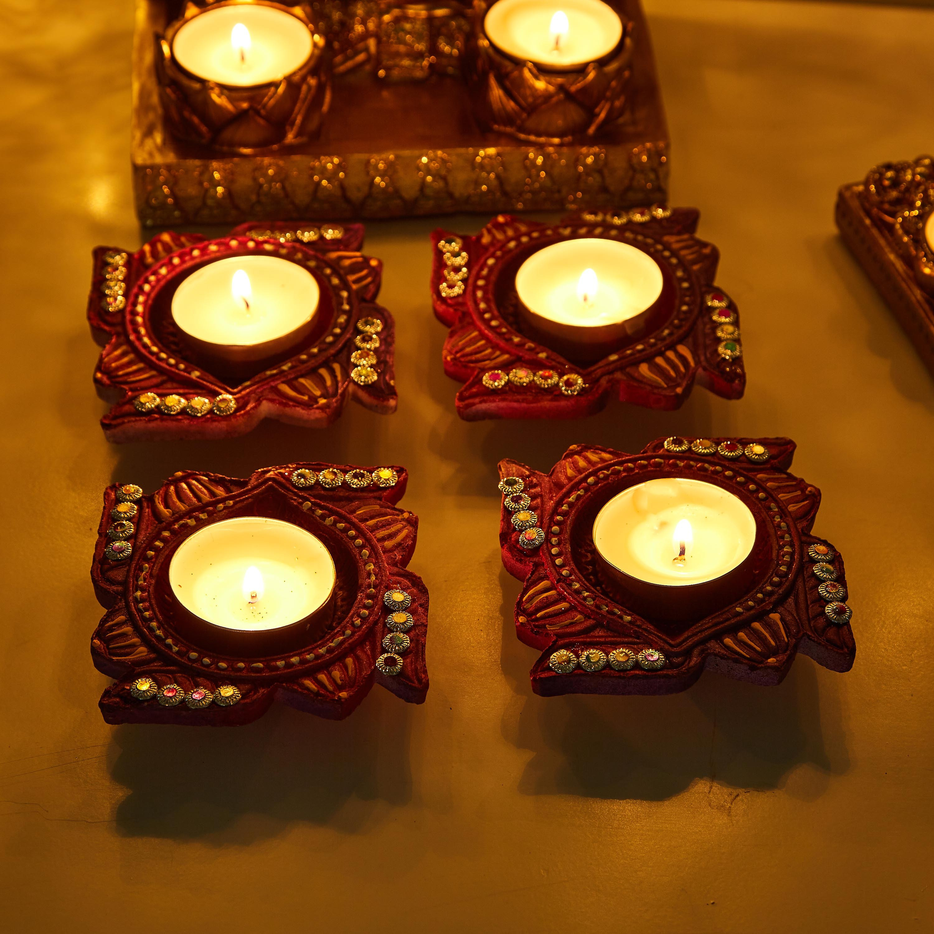 حامل شموع فخار بدون شمع من أريان - مجموعة 4 قطع-hbxlivingroom-decorandaccessories-candleholders-image-2