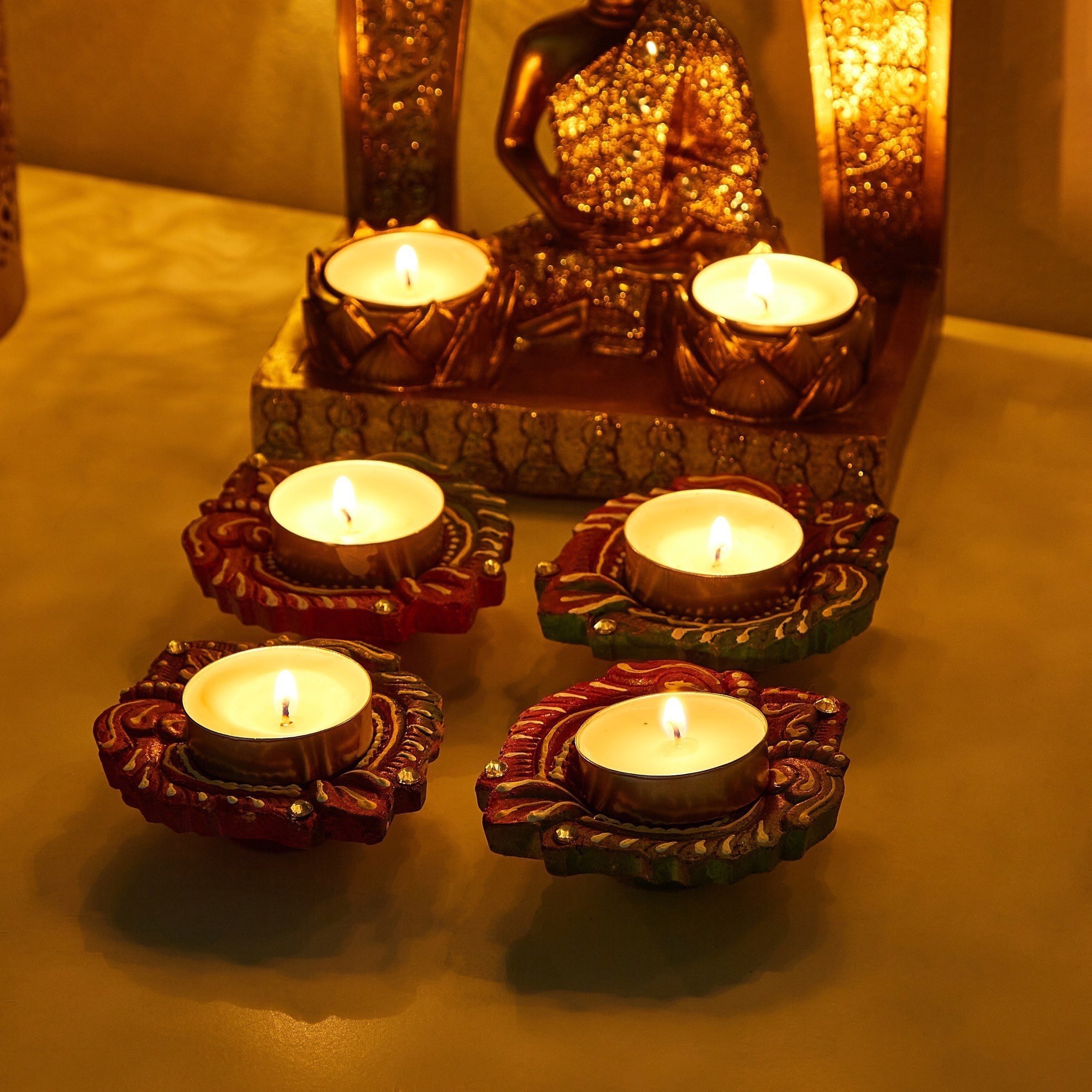 حامل شموع فخار بدون شمع من أريان - طقم من 4 قطع-hbxlivingroom-decorandaccessories-candleholders-image-2