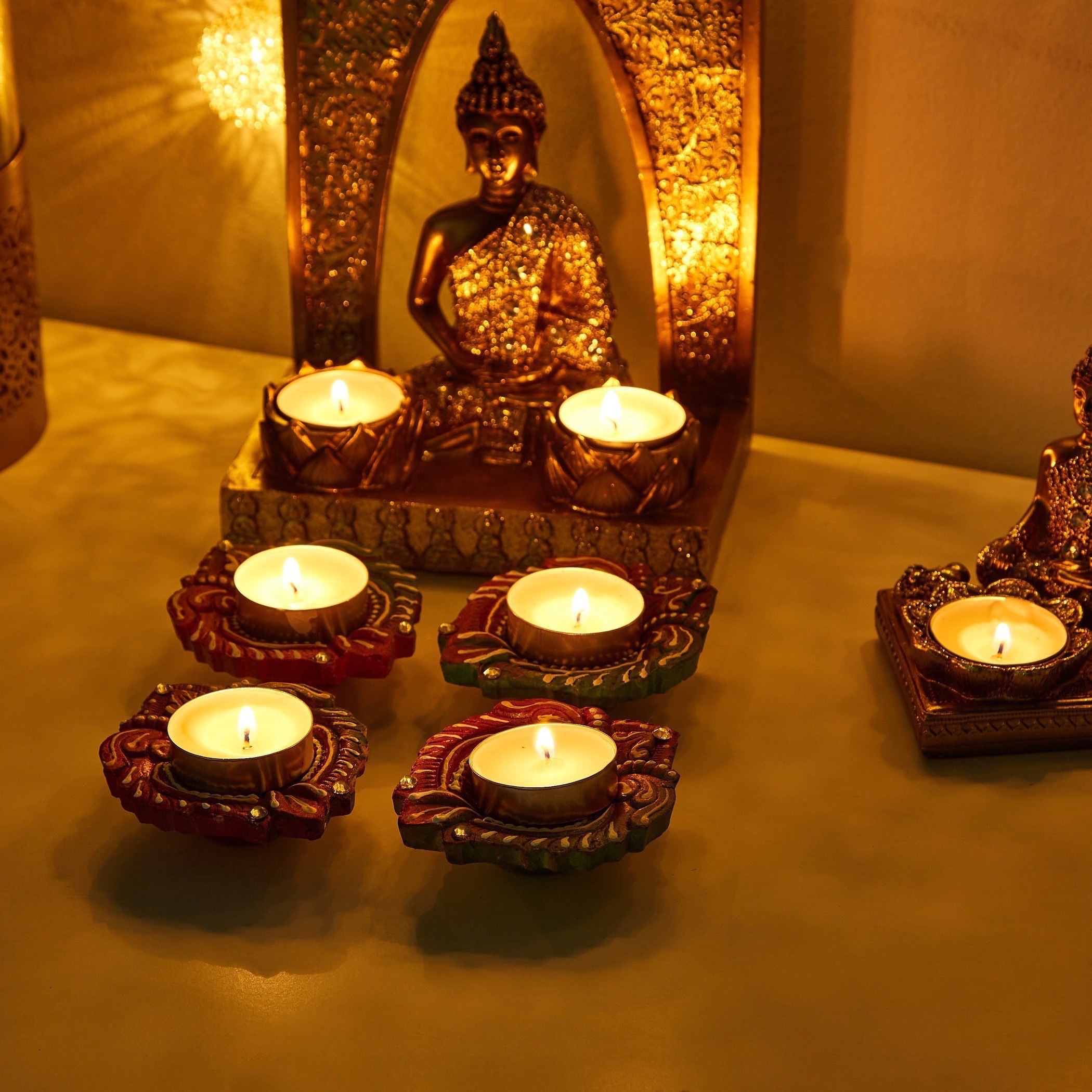 حامل شموع فخار بدون شمع من أريان - طقم من 4 قطع-hbxlivingroom-decorandaccessories-candleholders-image-4