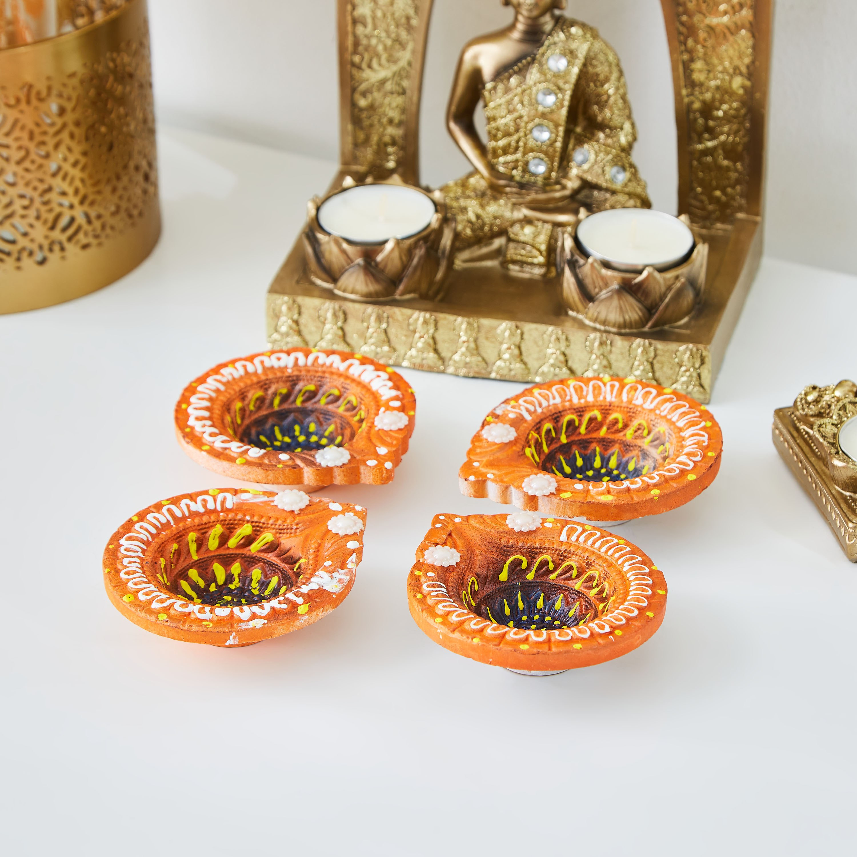 حامل شموع فخار بدون شمع من أريان - طقم من 4 قطع-hbxlivingroom-decorandaccessories-candleholders-image-3