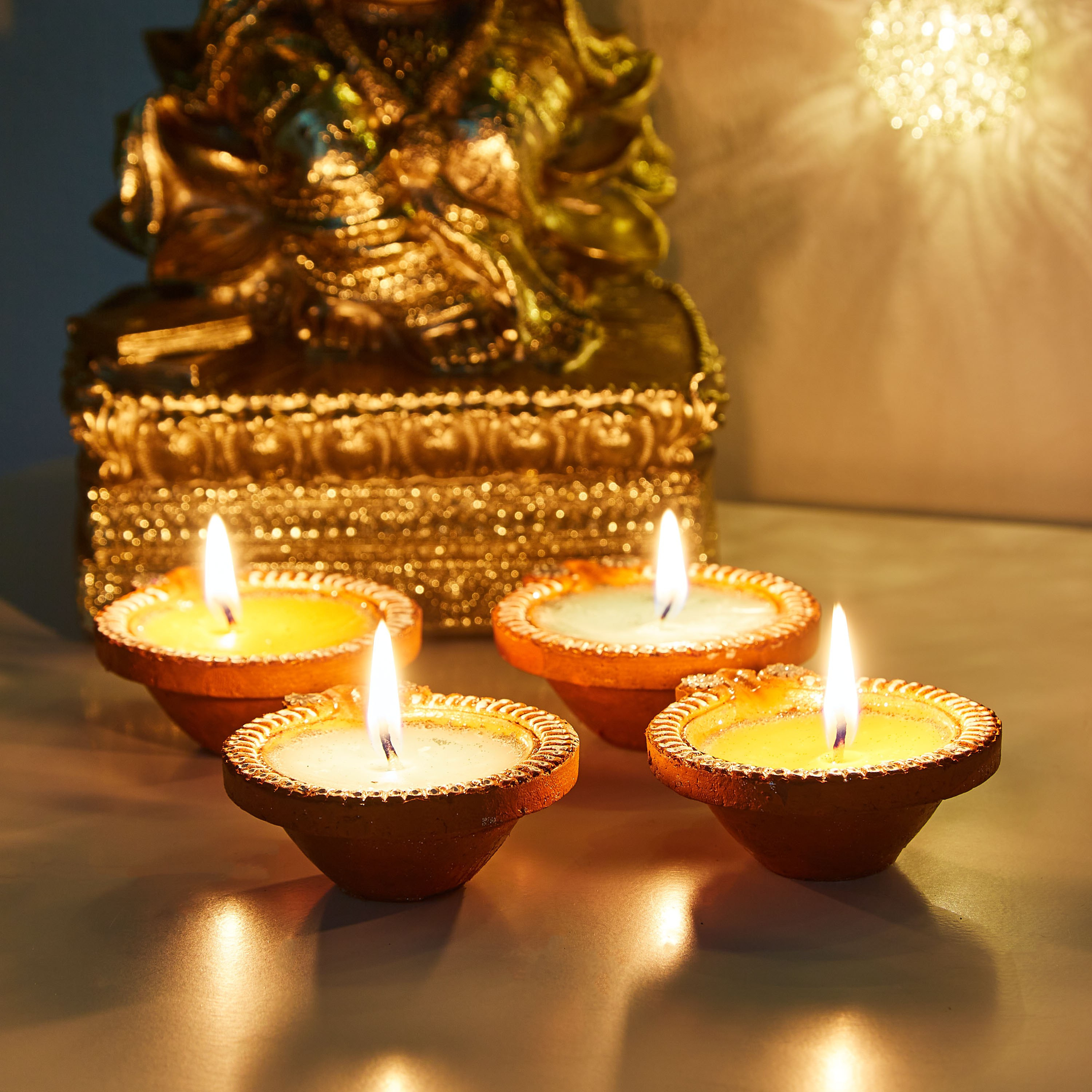 حامل شموع فخار بشمع من أريان - طقم من 4 قطع-hbxbedroom-homefragrance-candleholders-image-1