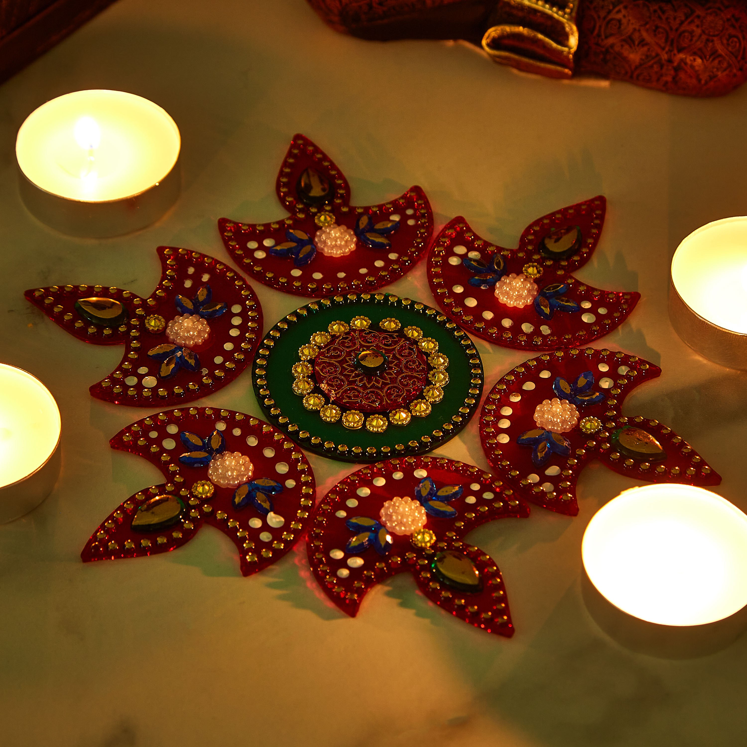 Arrian 7-Piece Deepak Rangoli Set-hbxlivingroom-decorandaccessories-candleholders-image-2