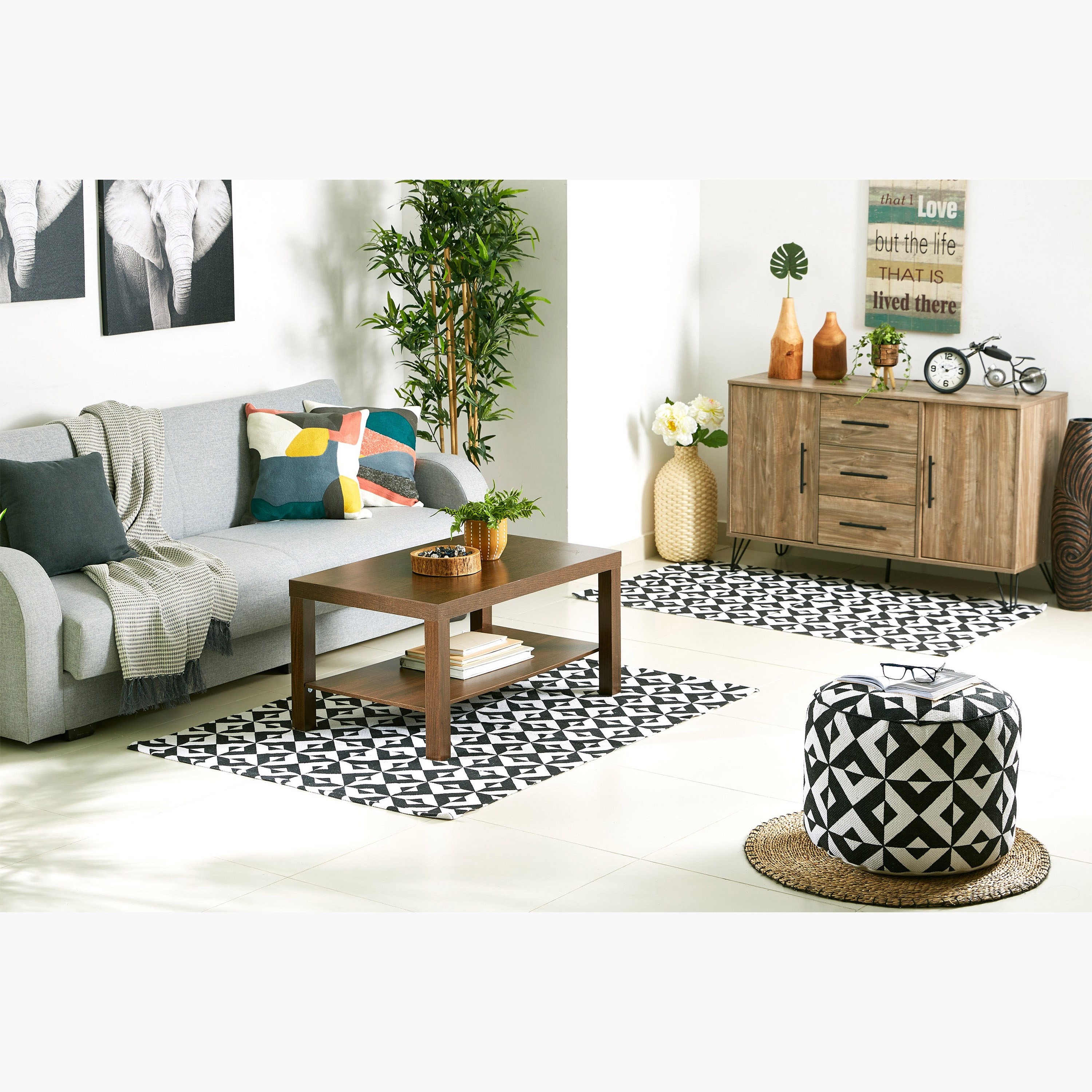 Oliver Geometric Cotton Jacquard Dhurrie - 110x160 cm-hbxdecorandfurnishings-floorcoverings-rugs-image-4