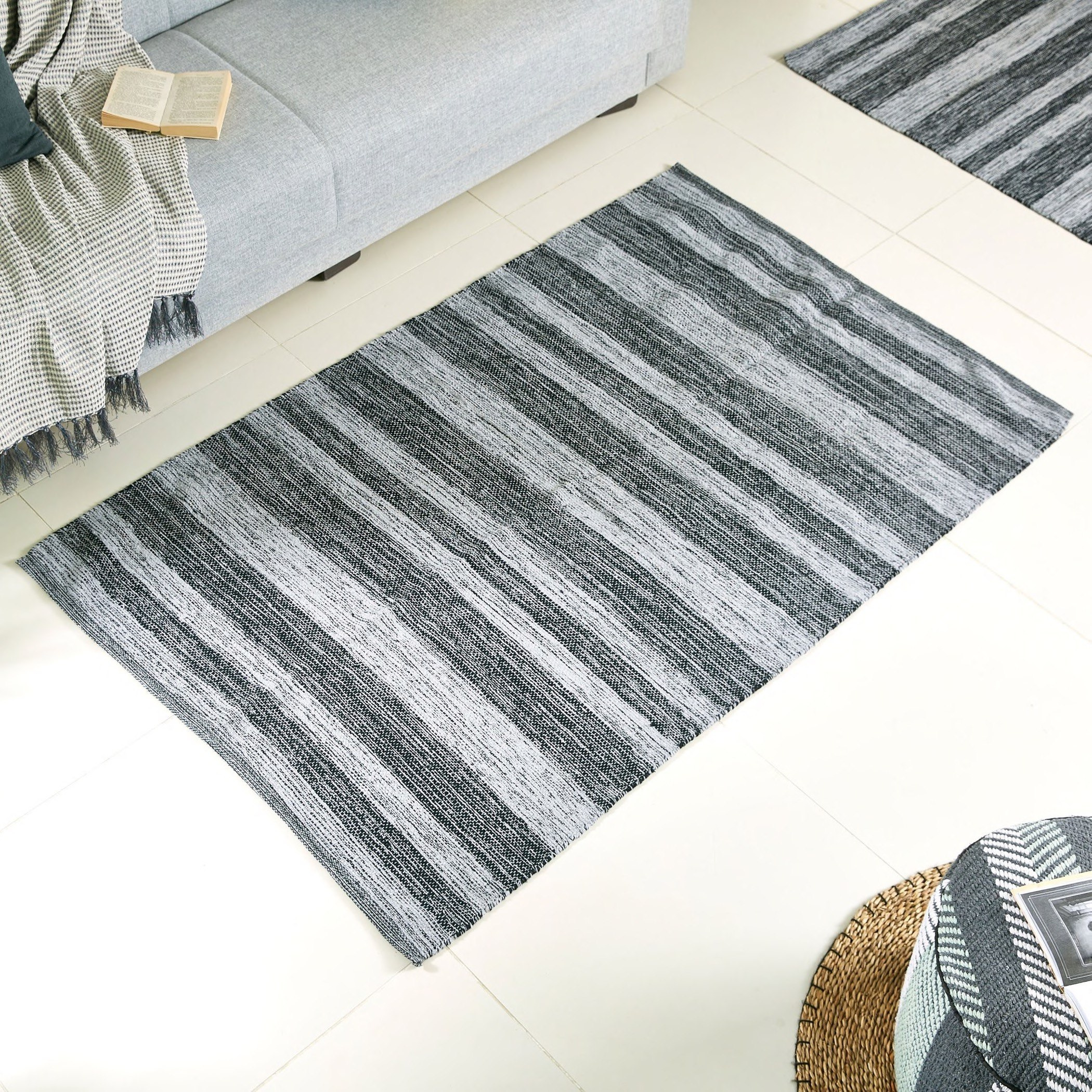 سجادة دوري قطن مخططة من ماديسون بريت - 110x160 سم-hbxdecorandfurnishings-floorcoverings-rugs-image-1