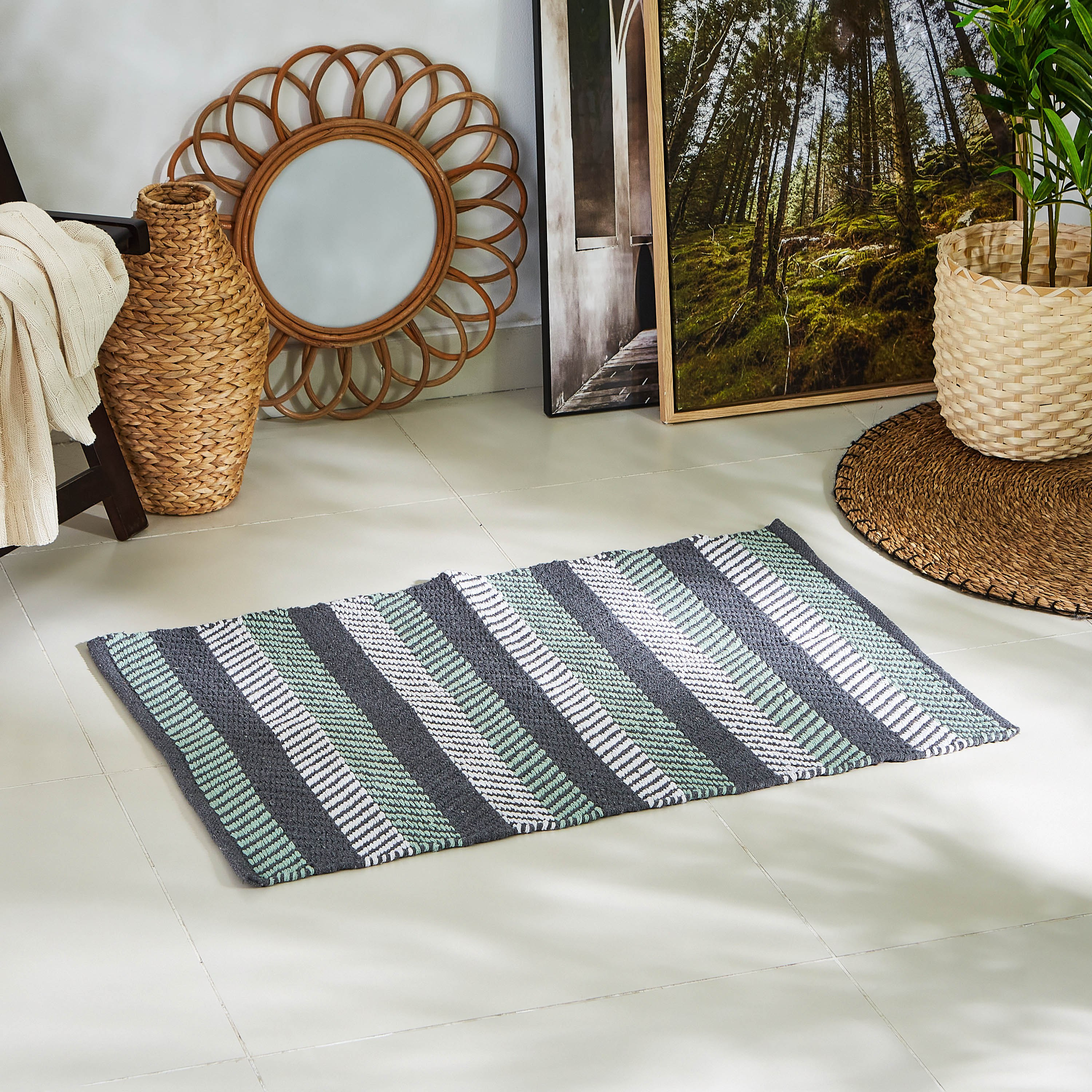 Eliza Adler Cotton Jacquard Dhurrie - 60x90 cm-hbxdecorandfurnishings-floorcoverings-rugs-image-1